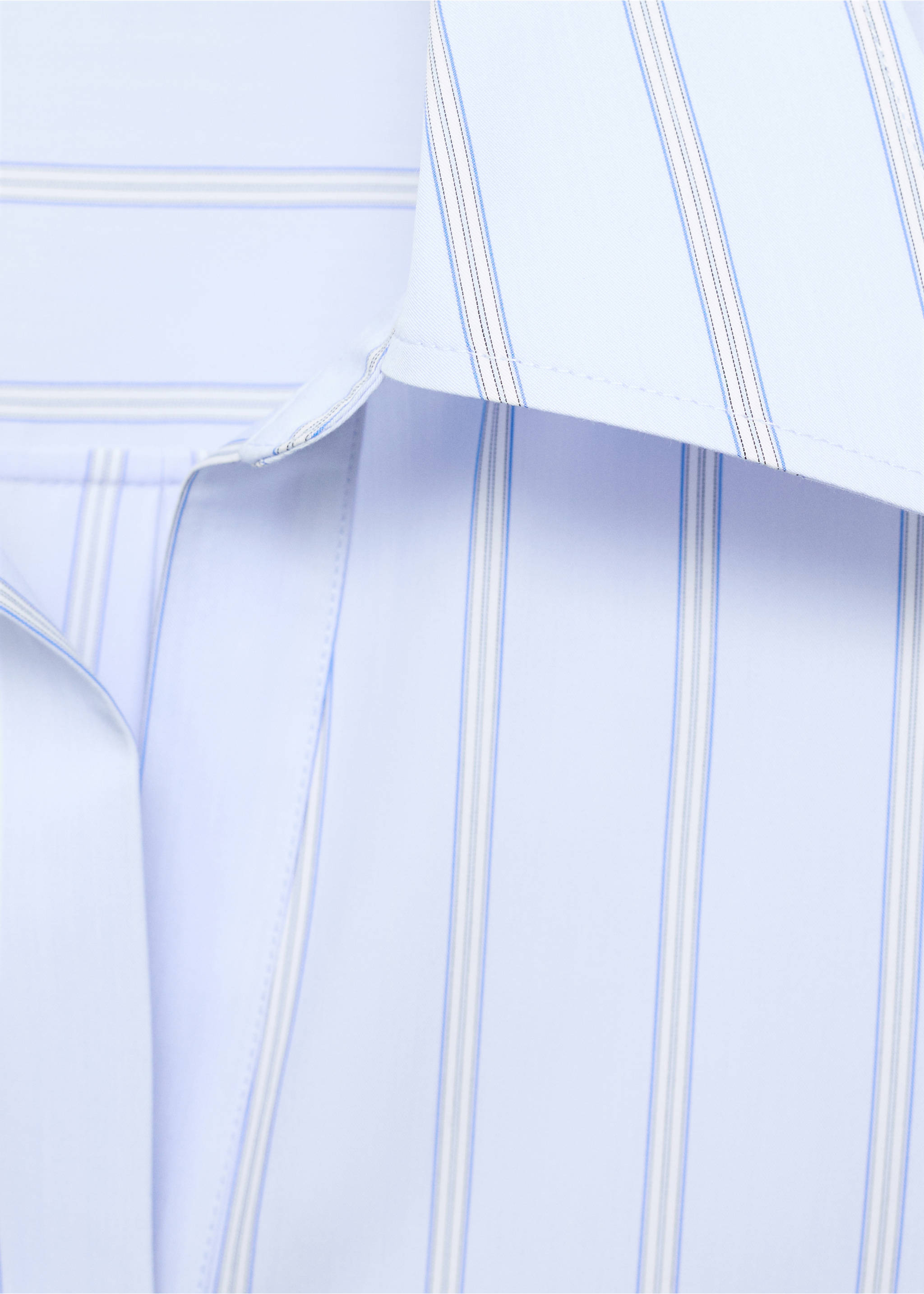 Lapels striped shirt - Details of the article 8, Sky Blue. Ref: 17024081-00.