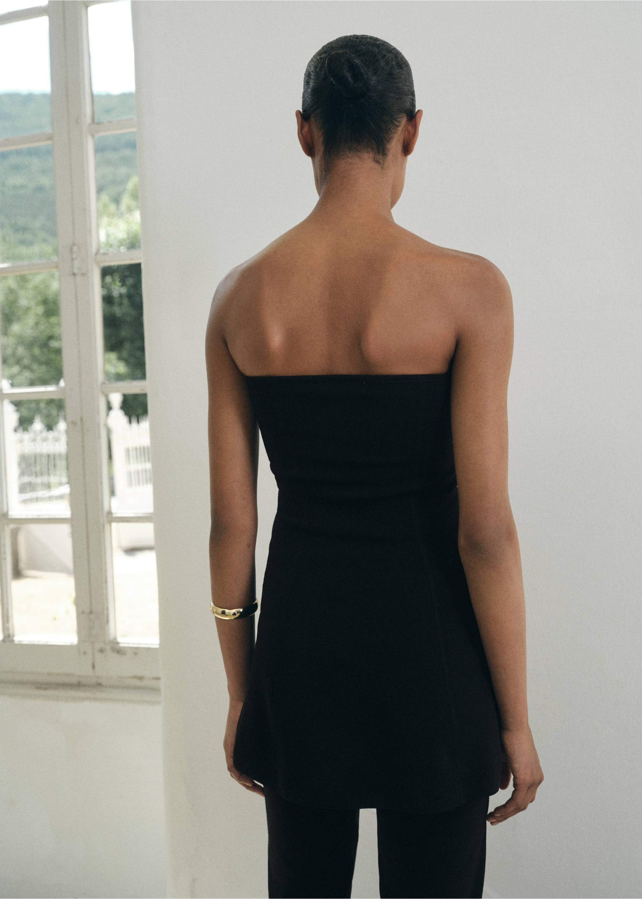 Strapless knitted top - Reverse of the article, Black. Ref: 17024085-00.