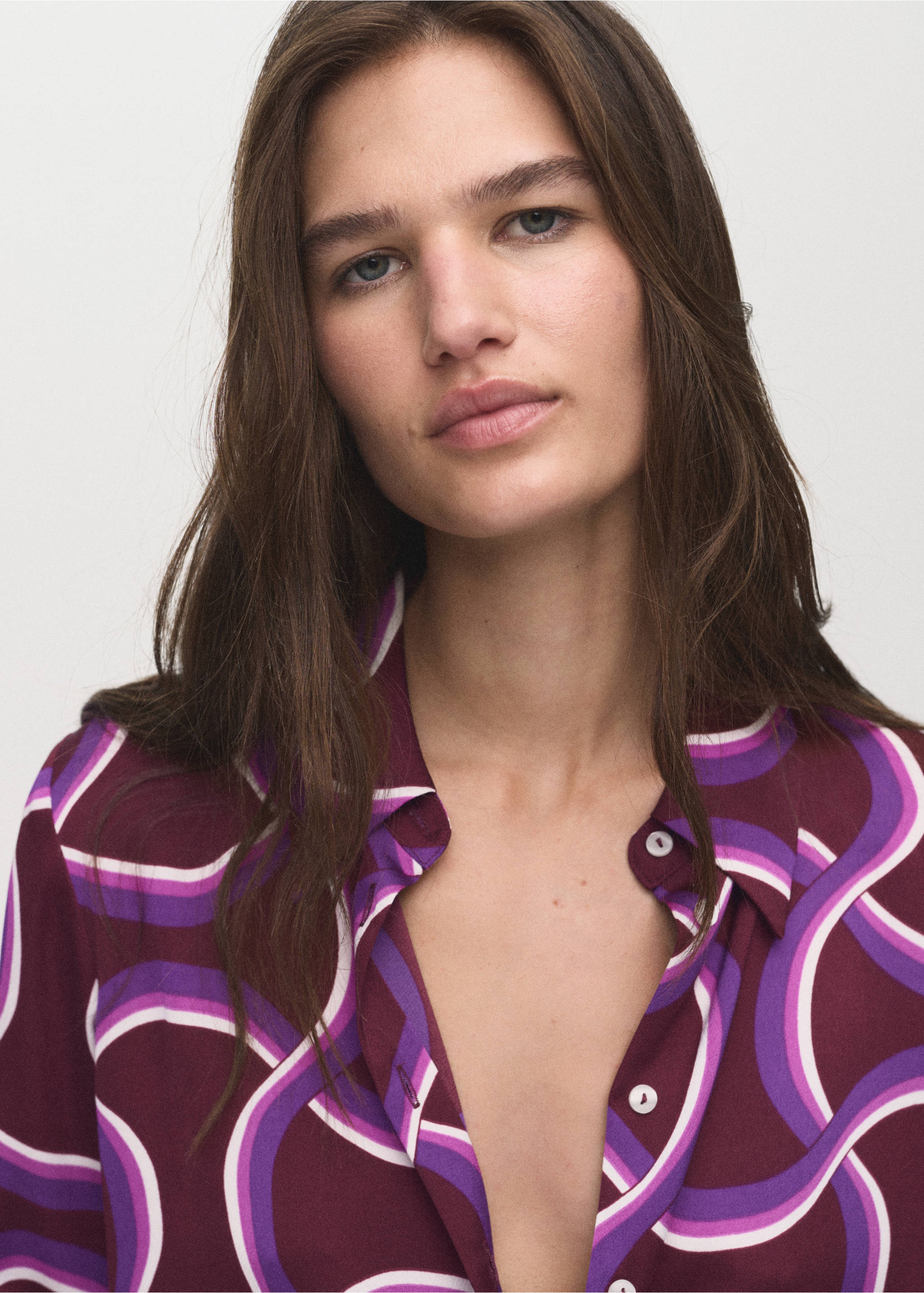 Shirt with abstract print - Details of the article 1, Purple. Ref: 17024086-00.