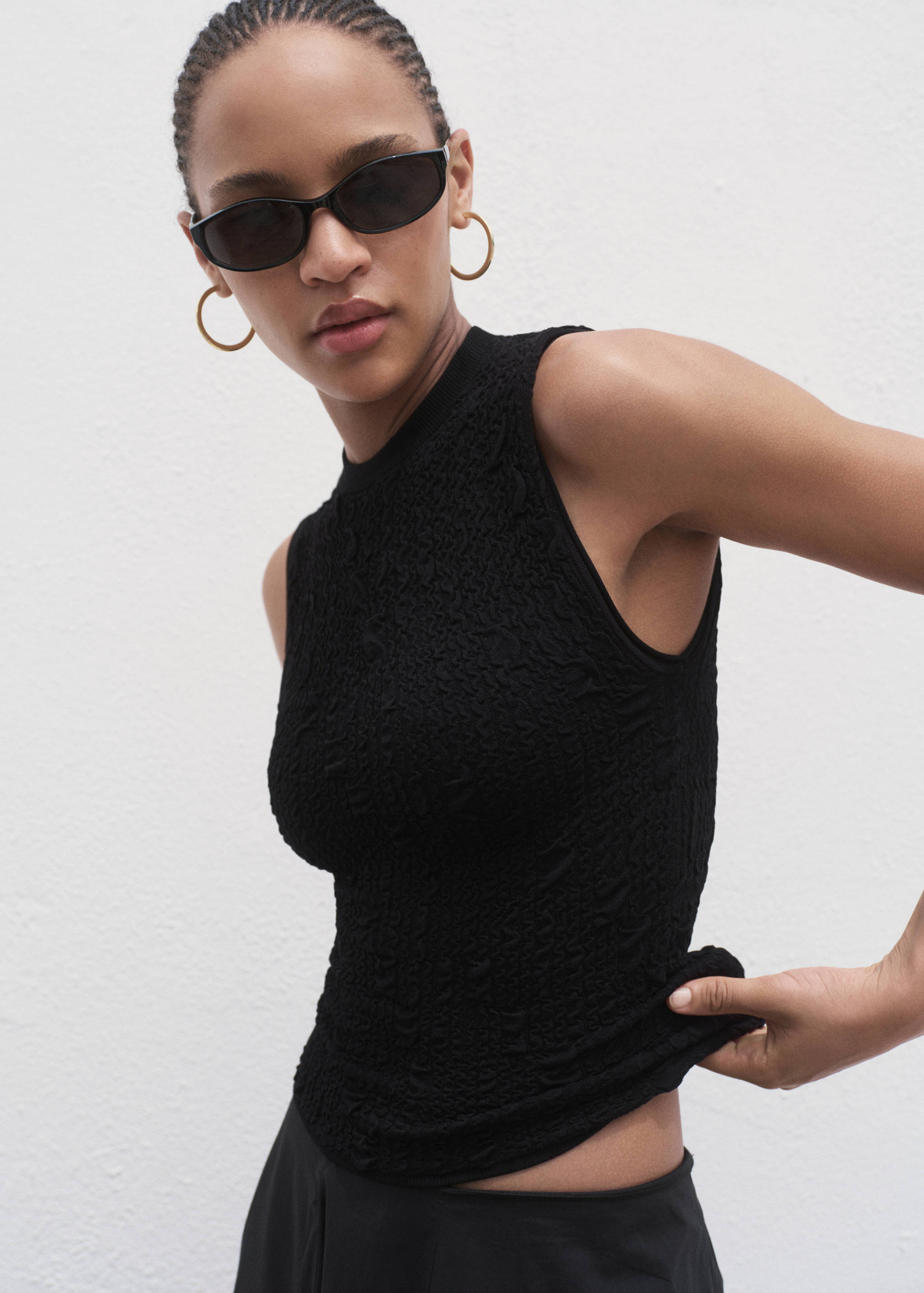 Texturerad crepe top - Bild av mittparti