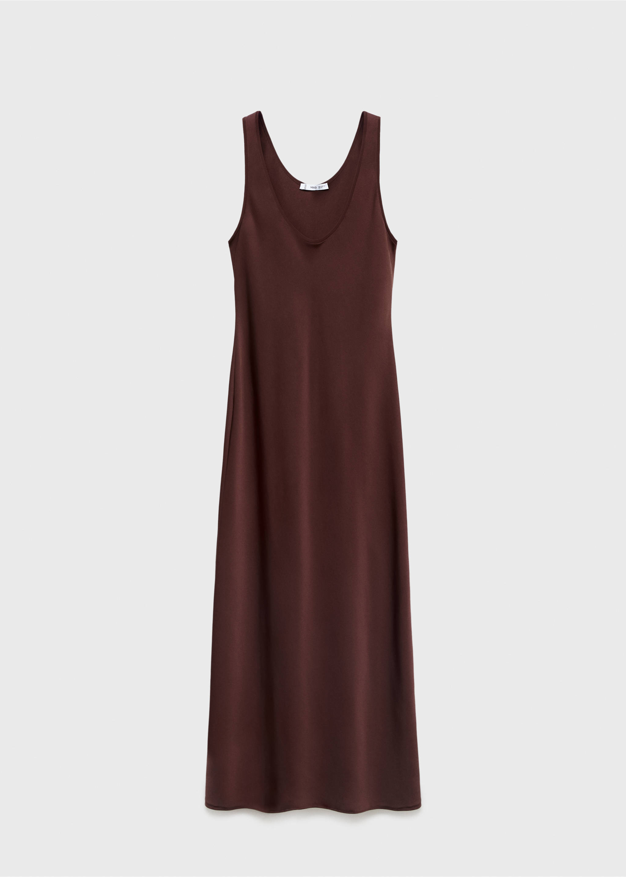 Satin dress with low-cut neckline - Article without model, Brown. Ref: 17024088-00.