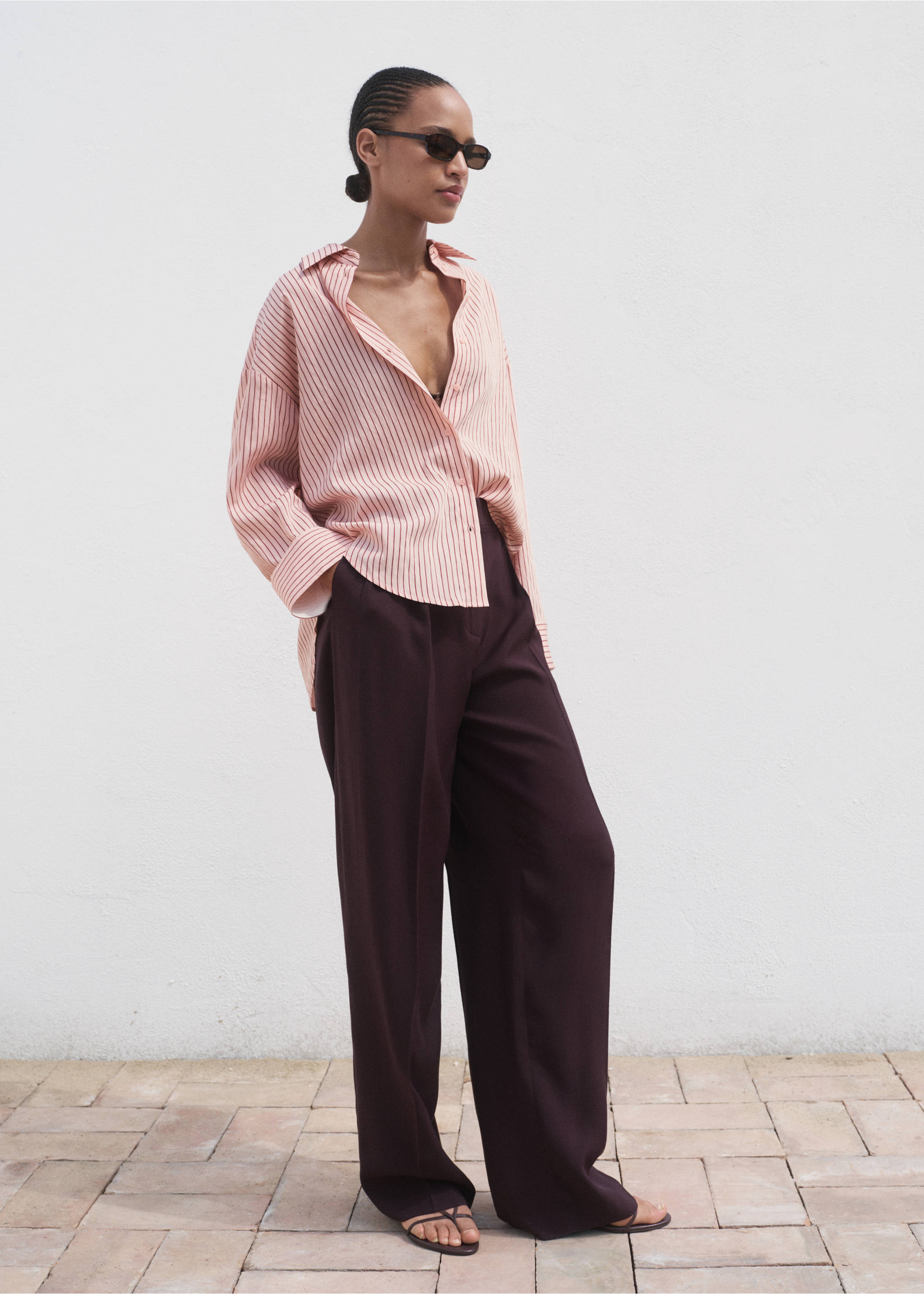 Oversize striped shirt - General plane, Pink. Ref: 17024094-00.