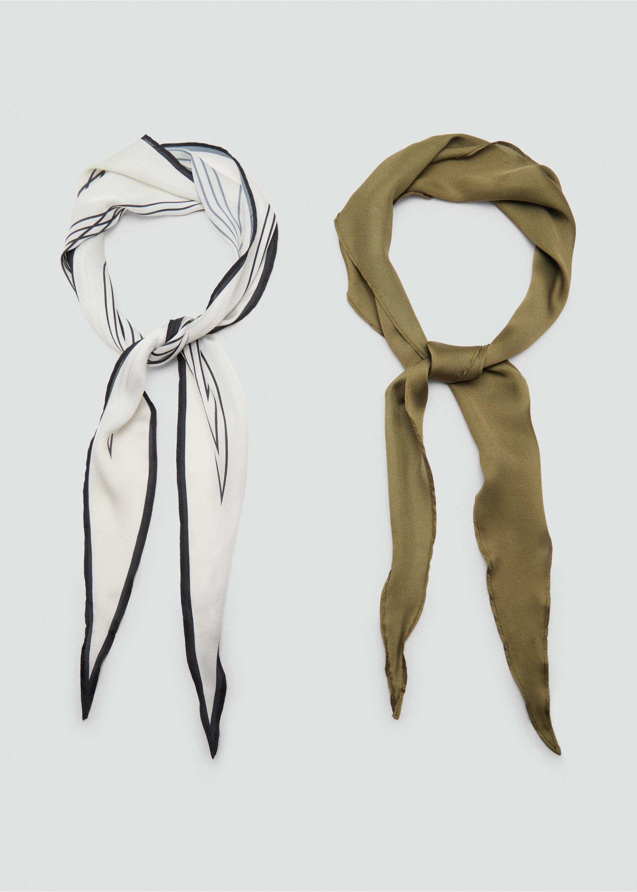 Set of 2 combined scarves - Details of the article 1, Khaki. Ref: 17024095-00.