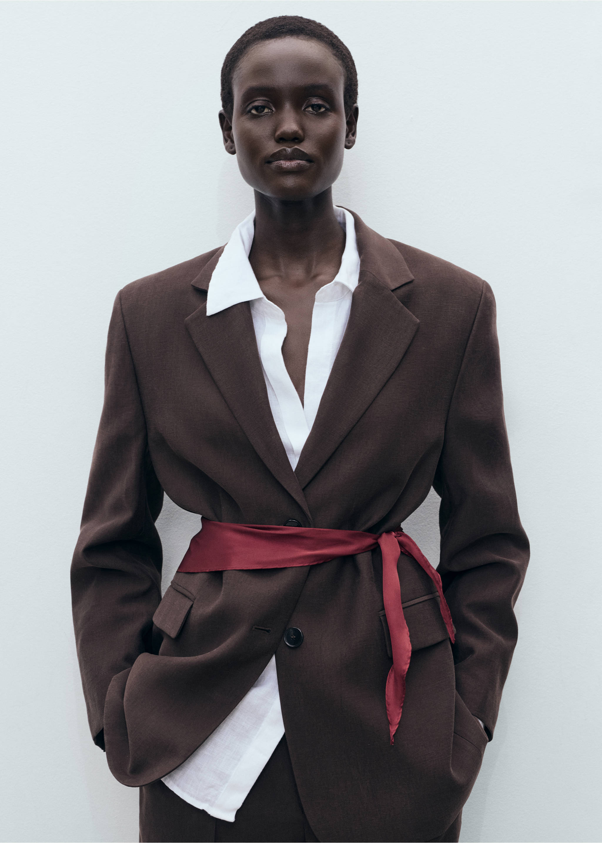 Set of 2 combined scarves - Details of the article 9, Maroon. Ref: 17024095-00.