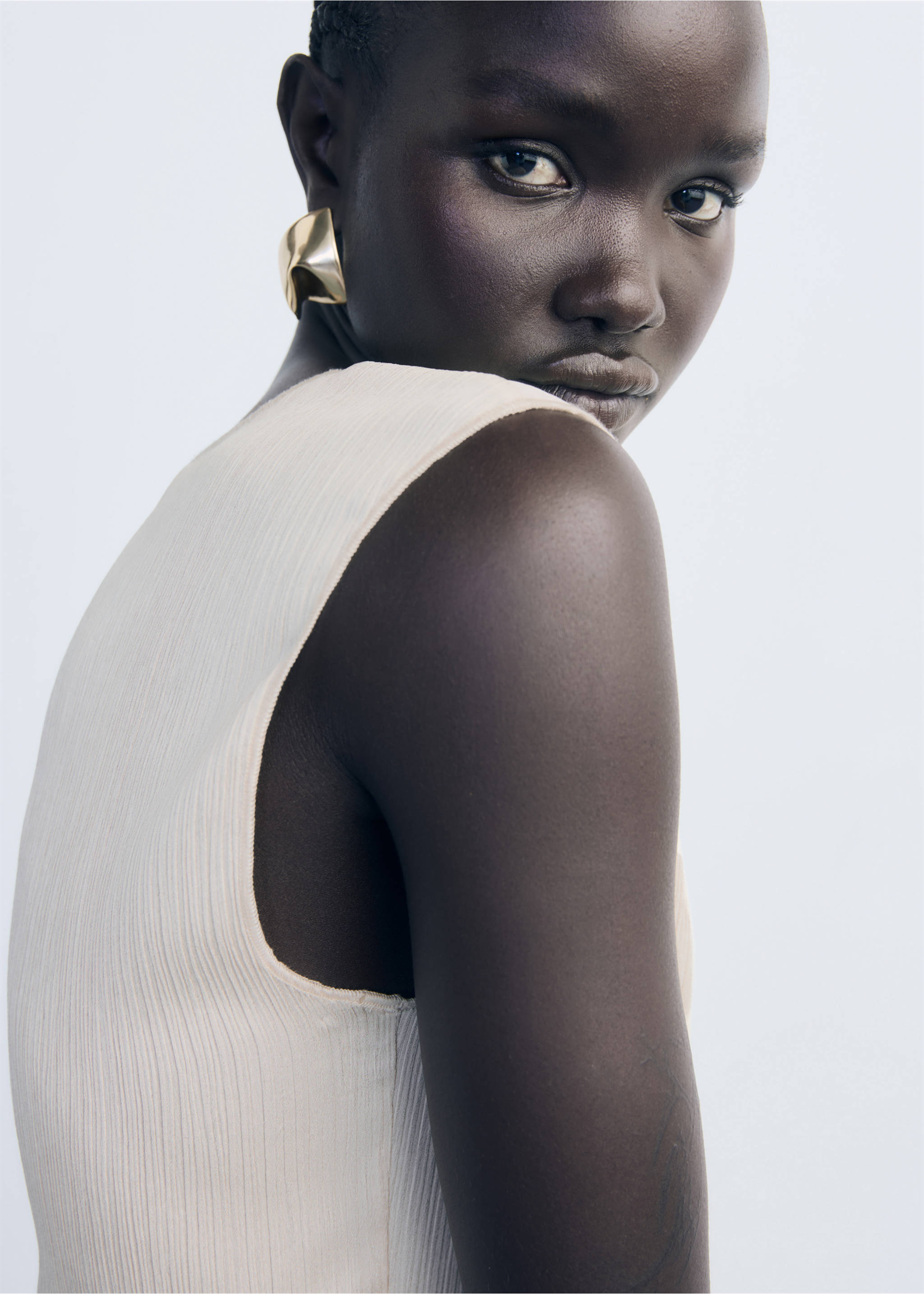 Top maille plissé - Détail de l'article 2, Écru. Ref: 17024097-00.