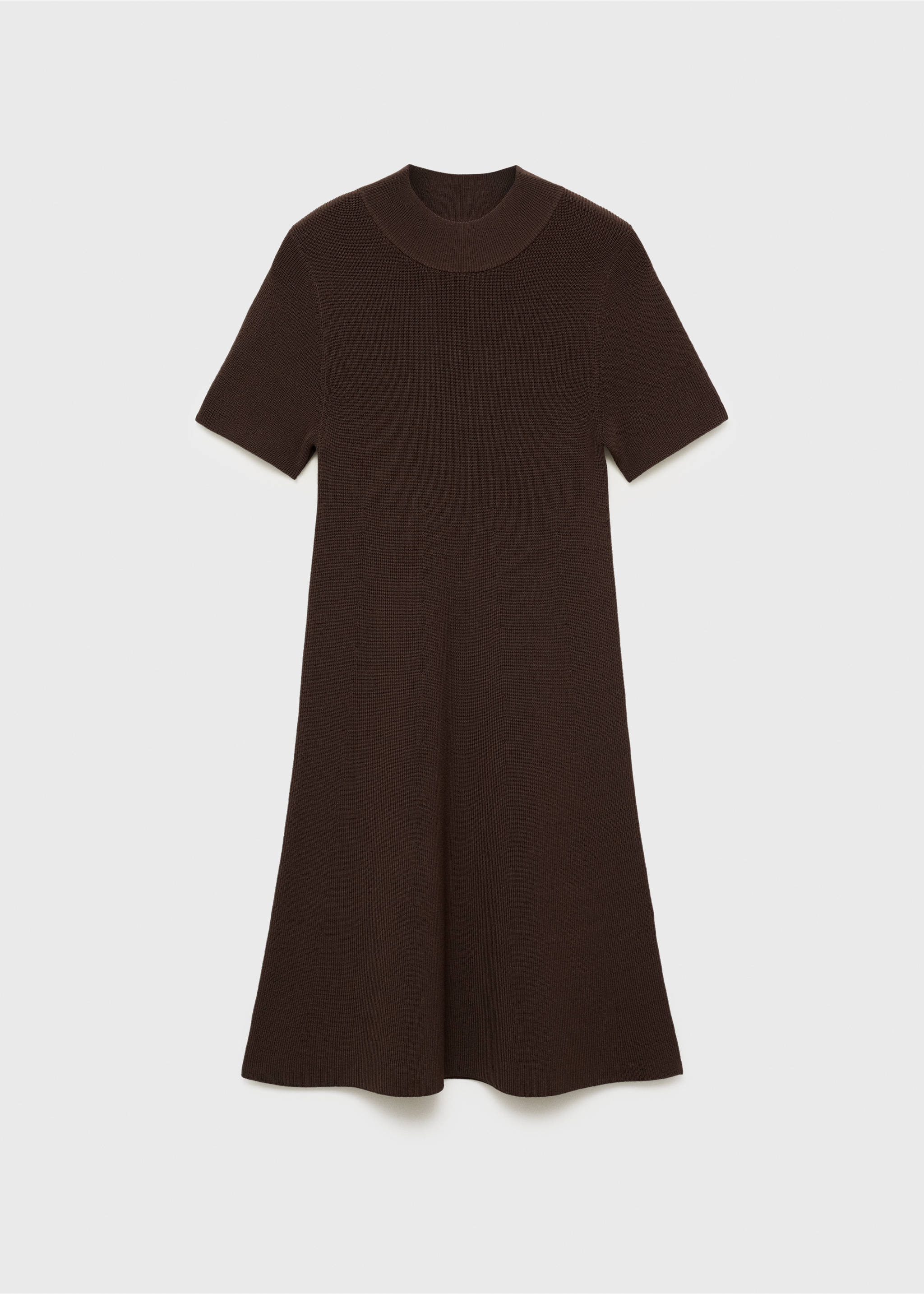 Perkins-neck knitted dress - Article without model, Chocolate. Ref: 17024099-00.