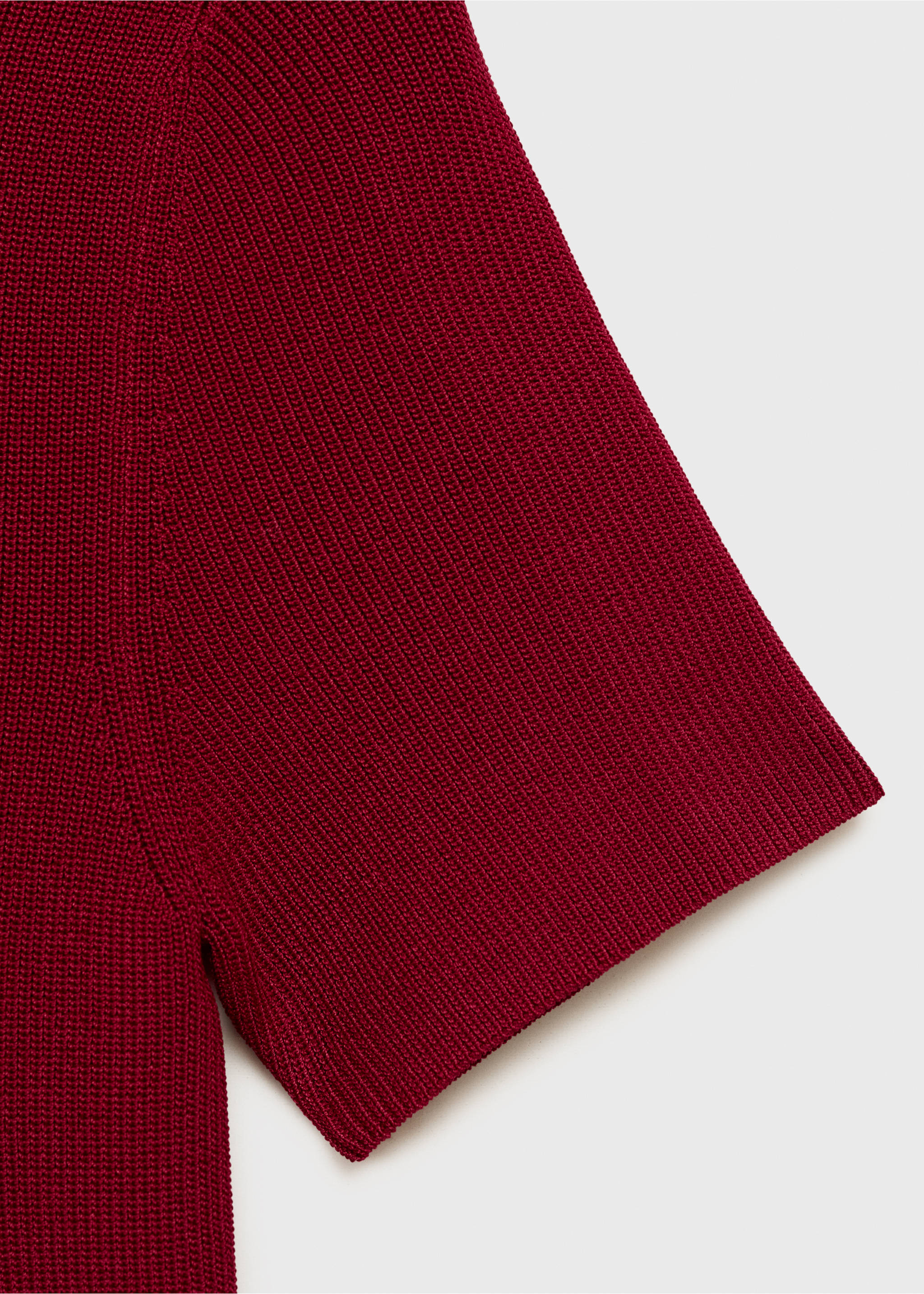 Perkins-neck knitted dress - Details of the article 8, Wine. Ref: 17024099-00.