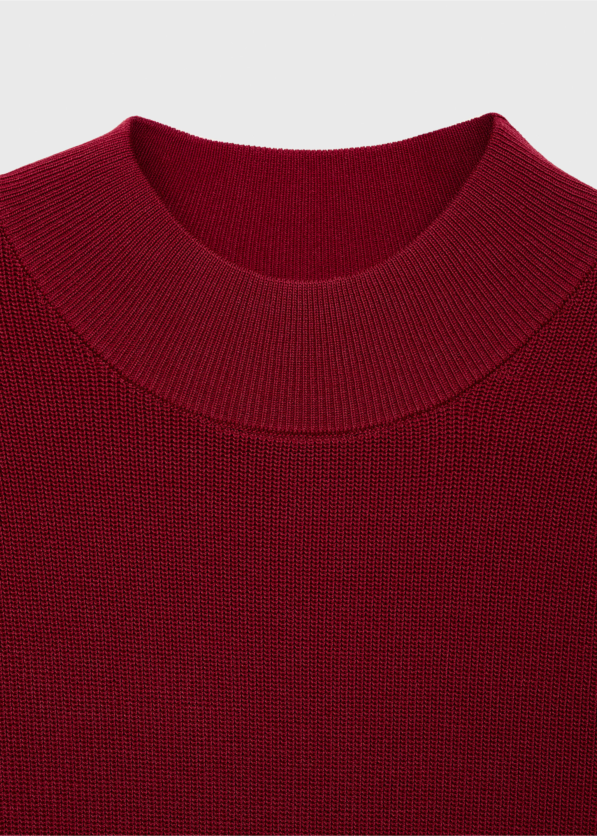 Perkins-neck knitted dress - Details of the article 0, Wine. Ref: 17024099-00.
