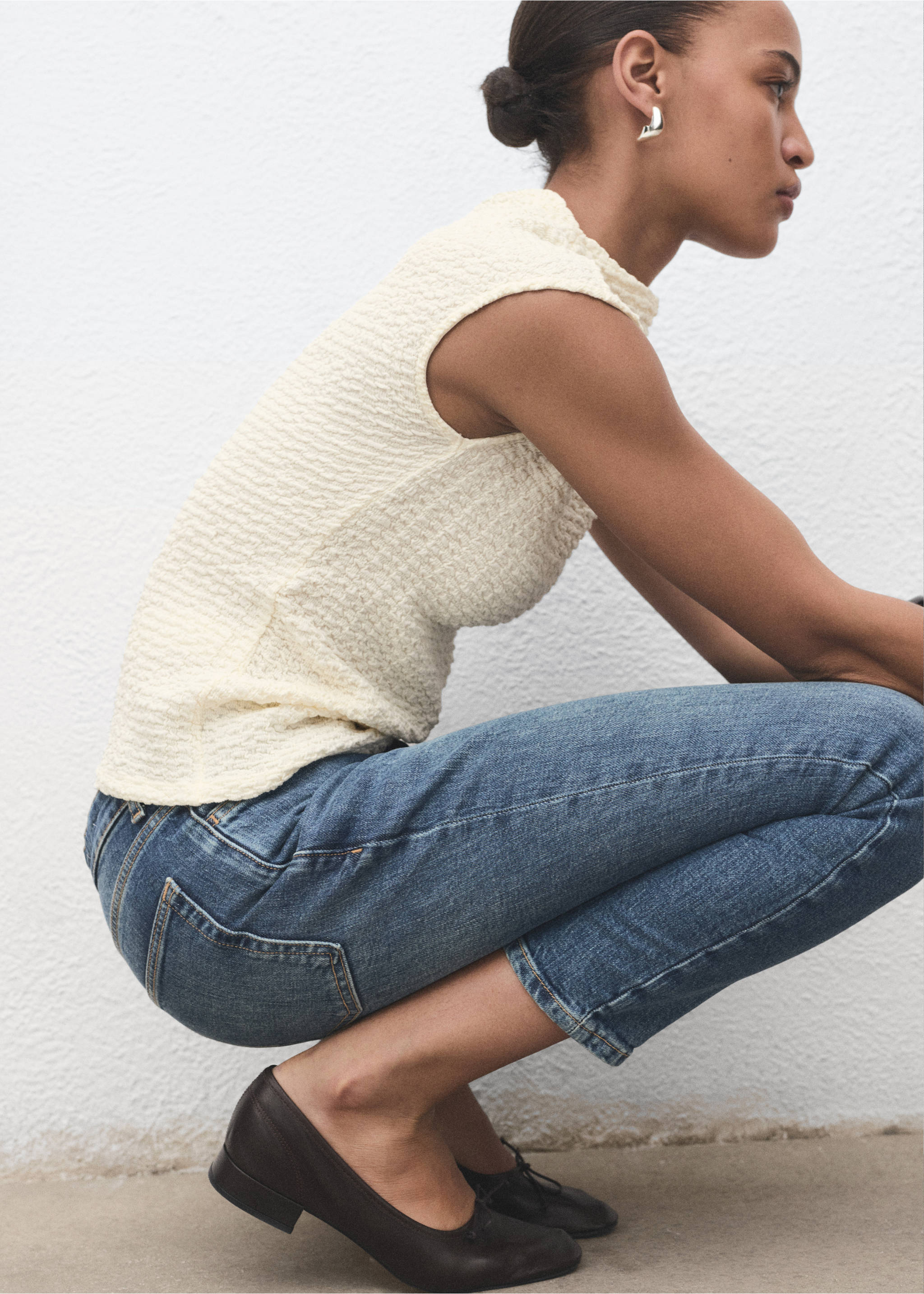 Textured cotton top - Details of the article 2, Off White. Ref: 17024101-00.