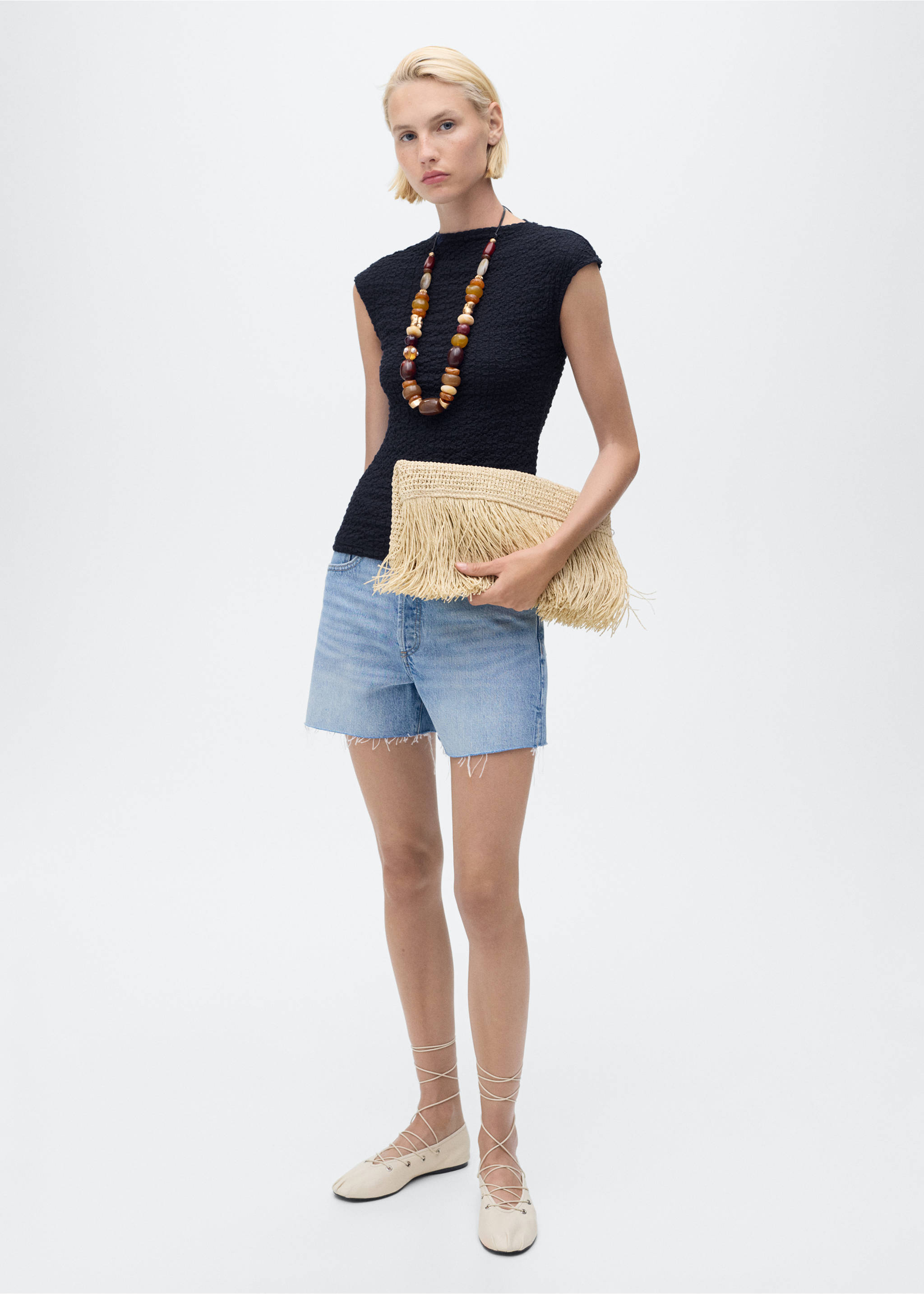 Textured cotton top - General plane, Navy. Ref: 17024101-00.