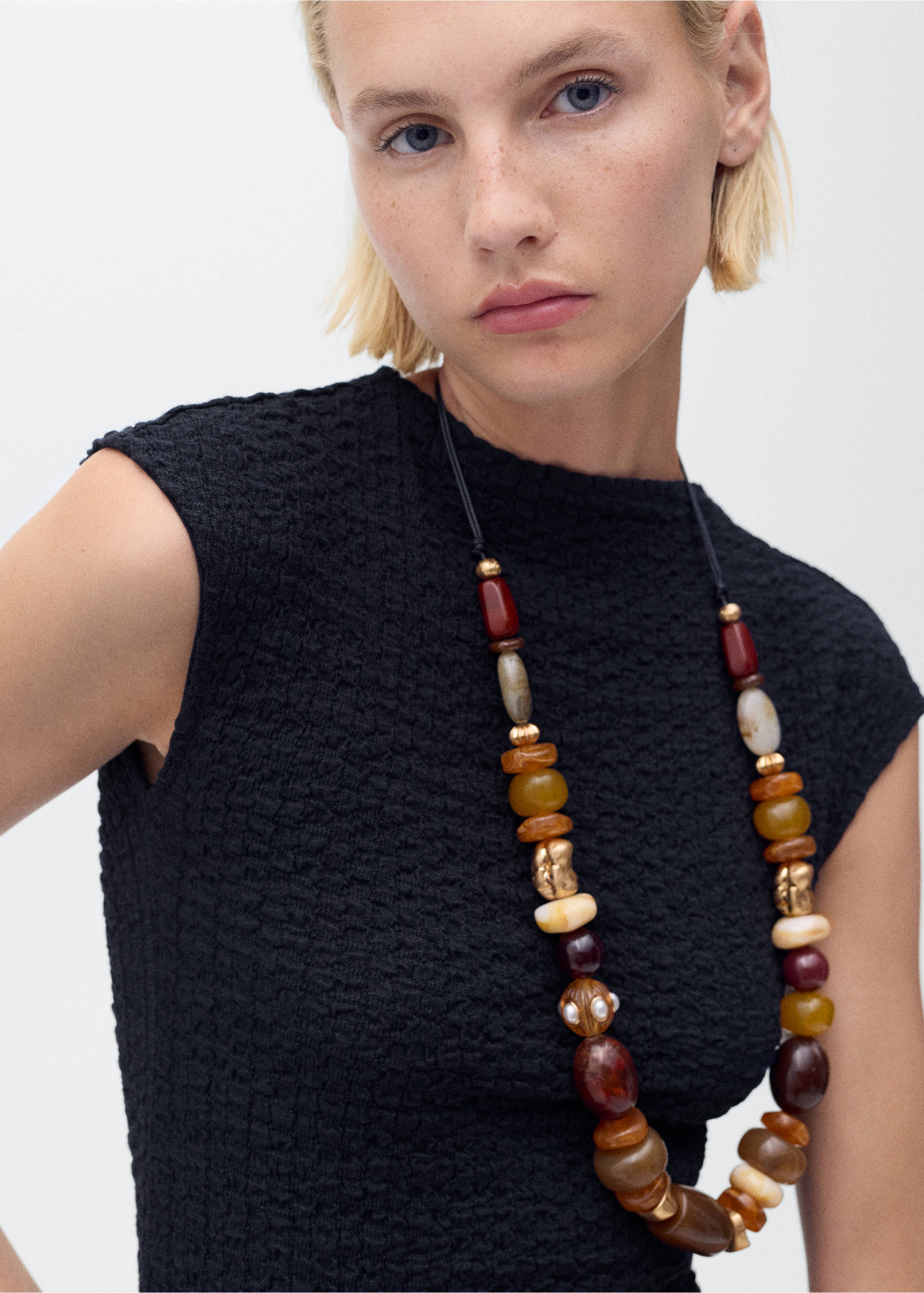 Textured cotton top - Details of the article 1, Navy. Ref: 17024101-00.