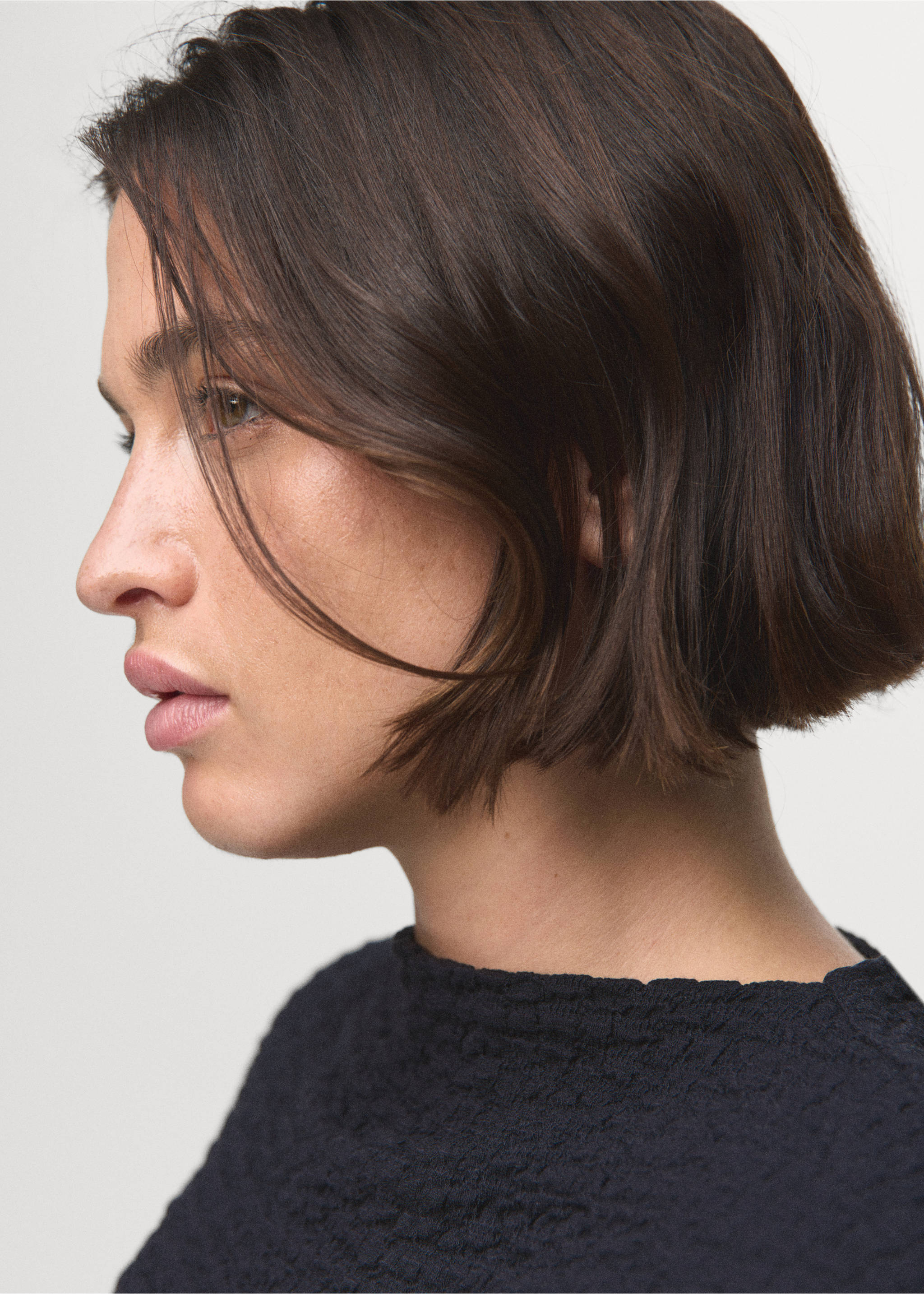 Textured cotton top - Details of the article 4, Navy. Ref: 17024101-00.