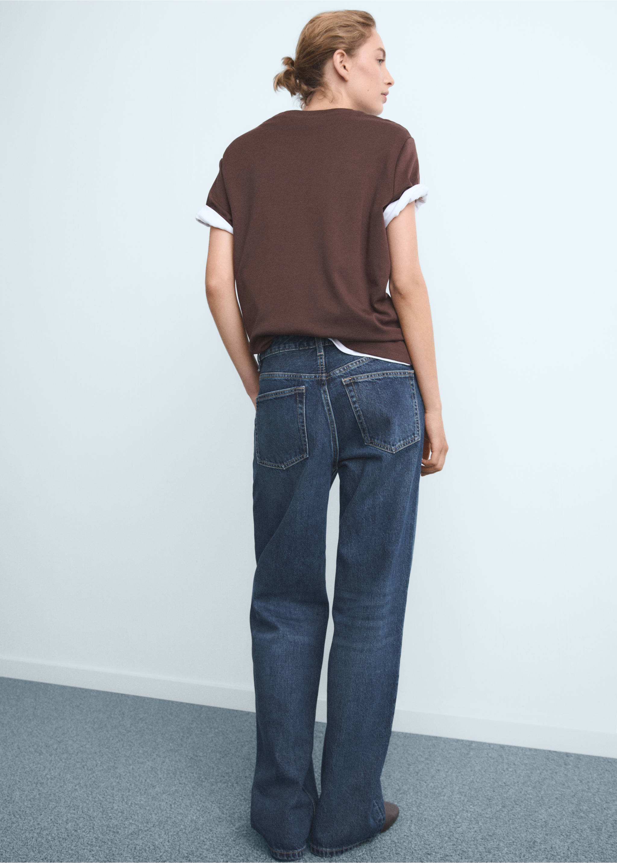 Miami straight-fit mid-rise jeans - Achterkant van het artikel, Donkerblauw. Ref: 17024104-00.