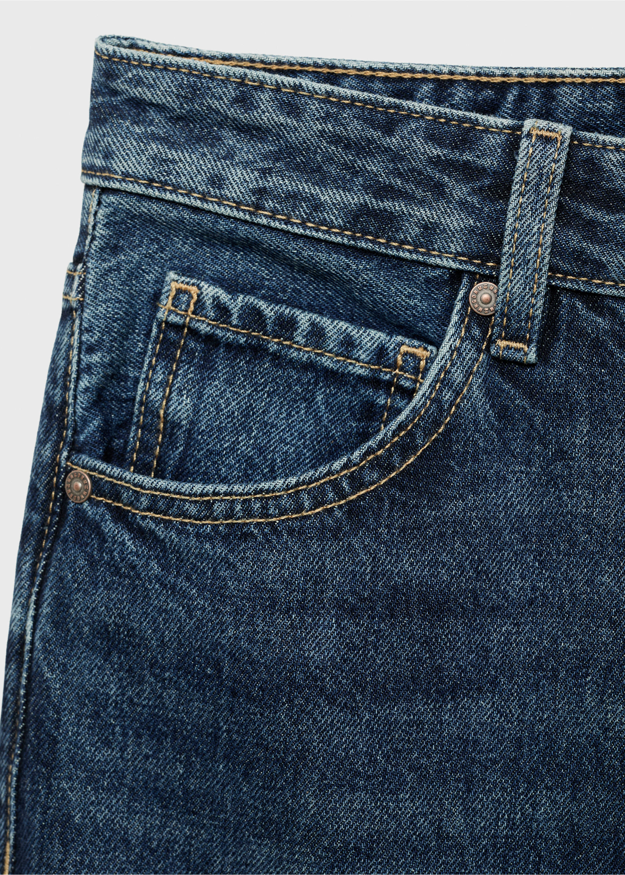 Miami straight-fit mid-rise jeans - Detail van het artikel 8, Donkerblauw. Ref: 17024104-00.