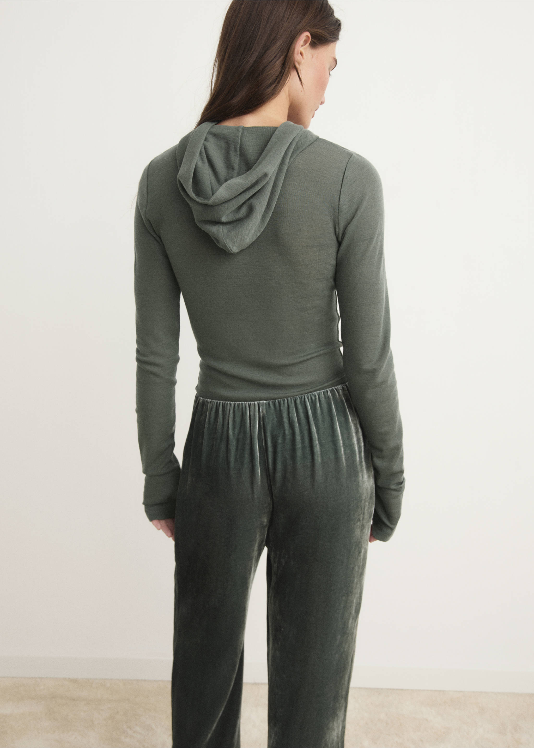 T-shirt laine capuche - Verso de l’article, Vert. Ref: 17024106-00.