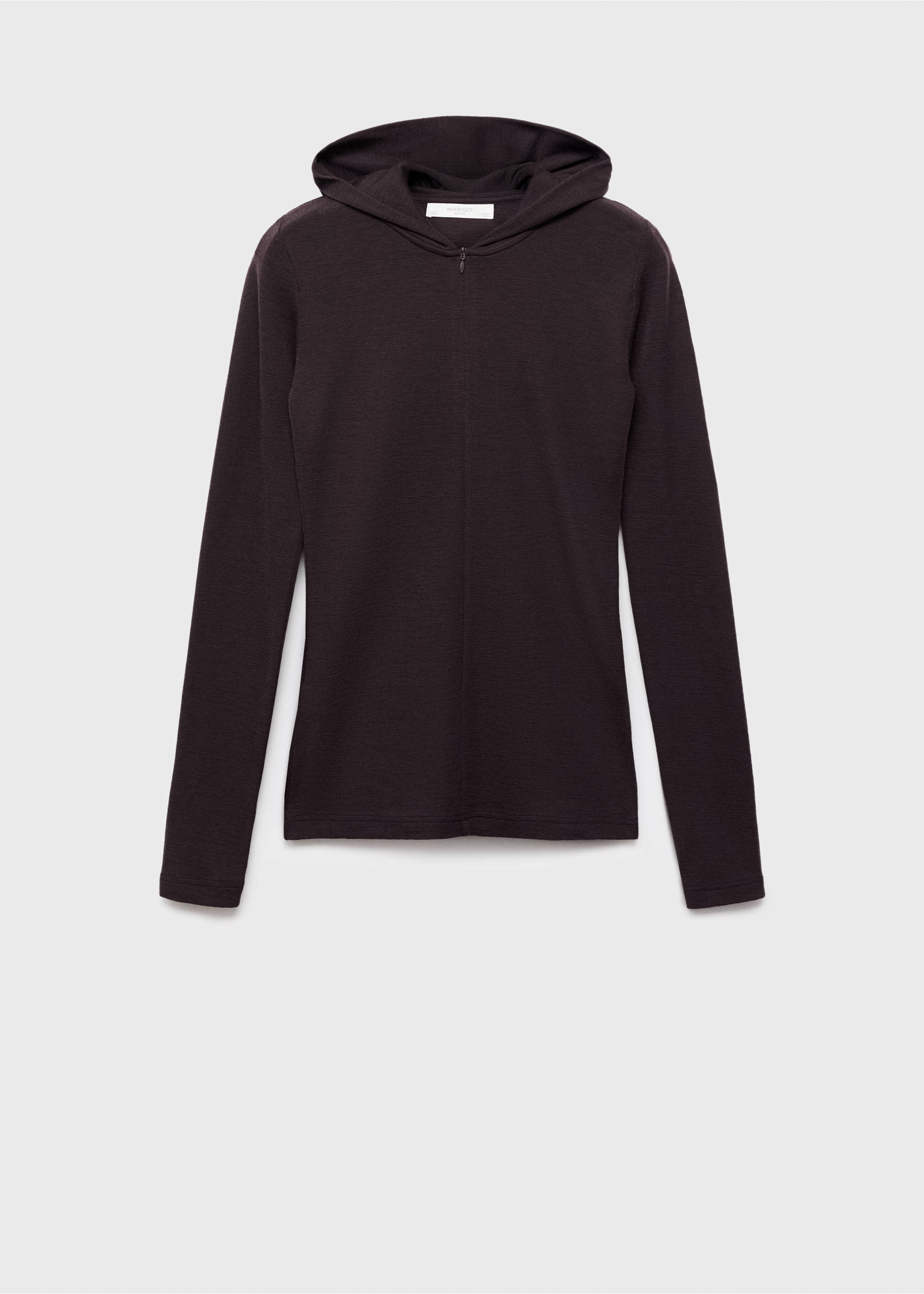 Wool hooded t-shirt - Article without model, Cognac. Ref: 17024106-00.