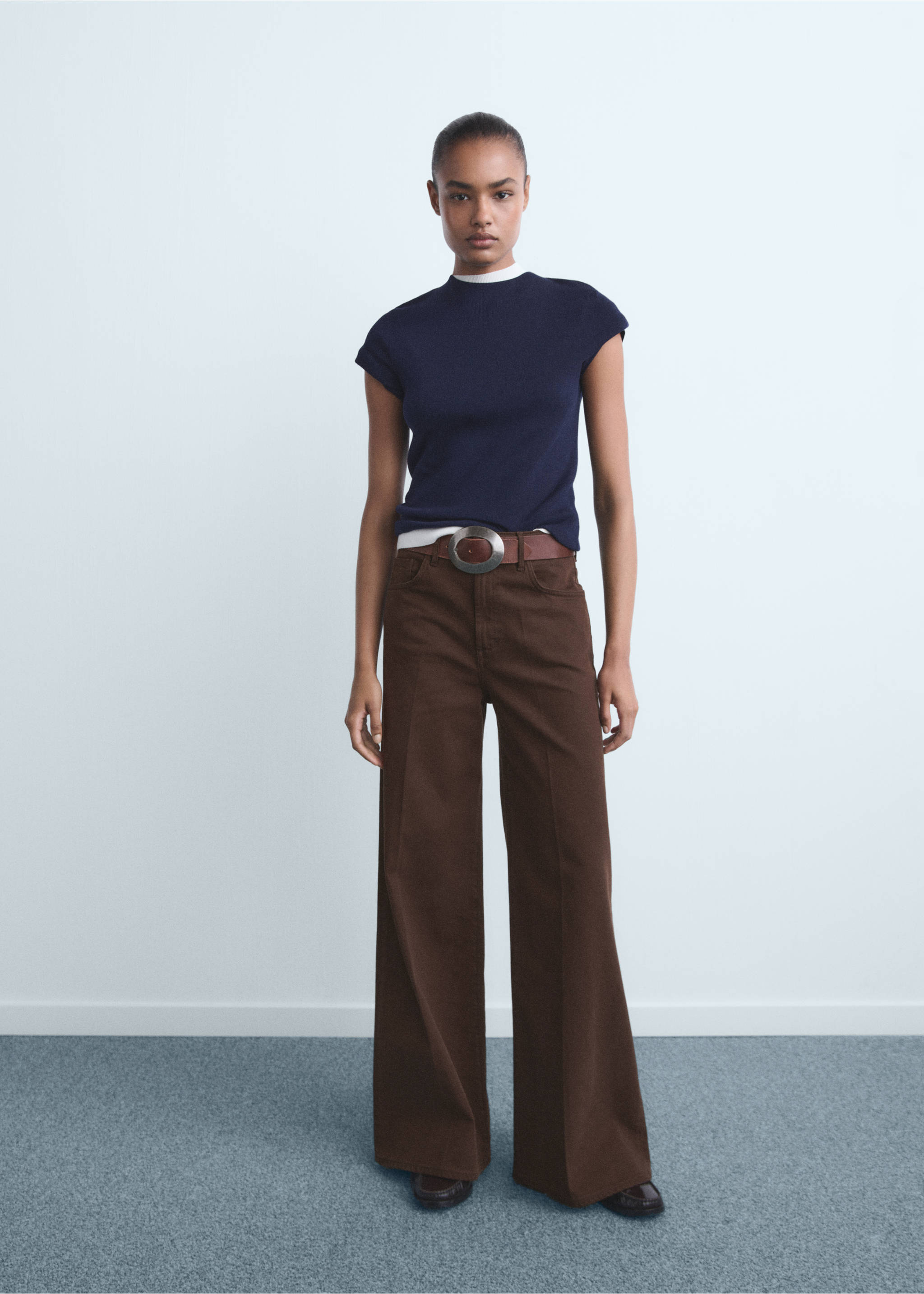 High-waisted wideleg jeans - General plane, Chocolate. Ref: 17024108-00.