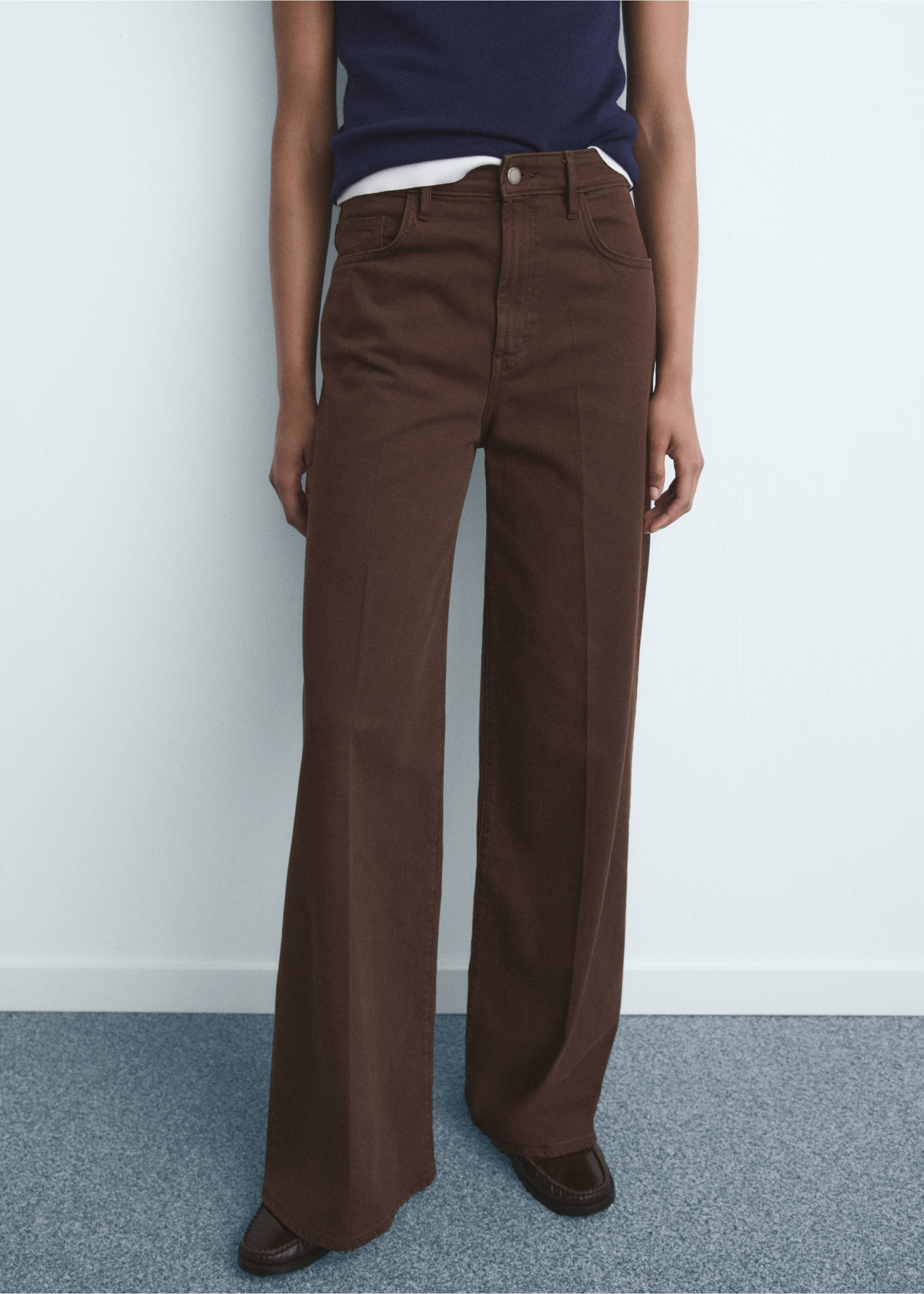 High-waisted wideleg jeans - Medium plane, Chocolate. Ref: 17024108-00.