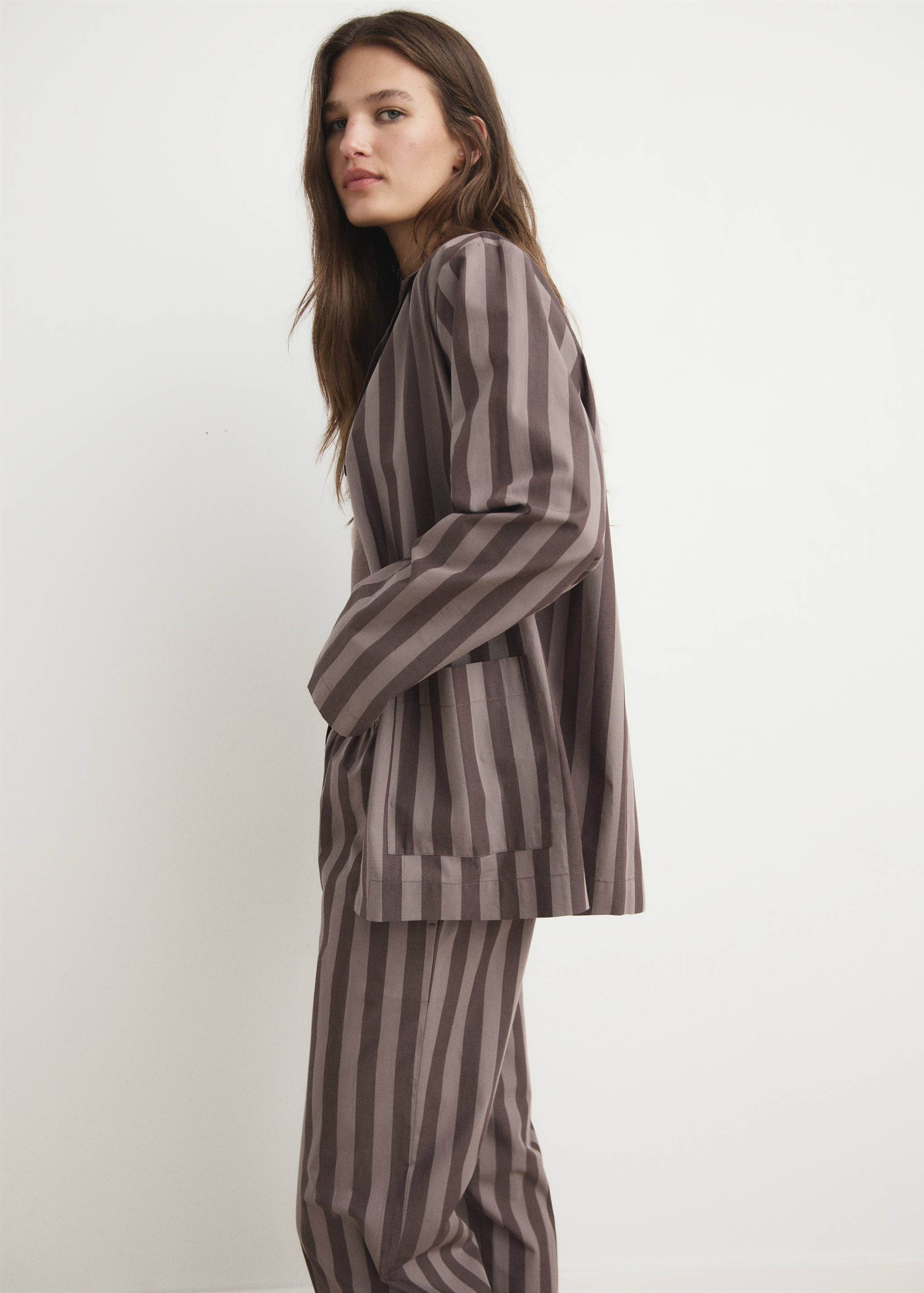Woven striped pyjama top - Details of the article 1