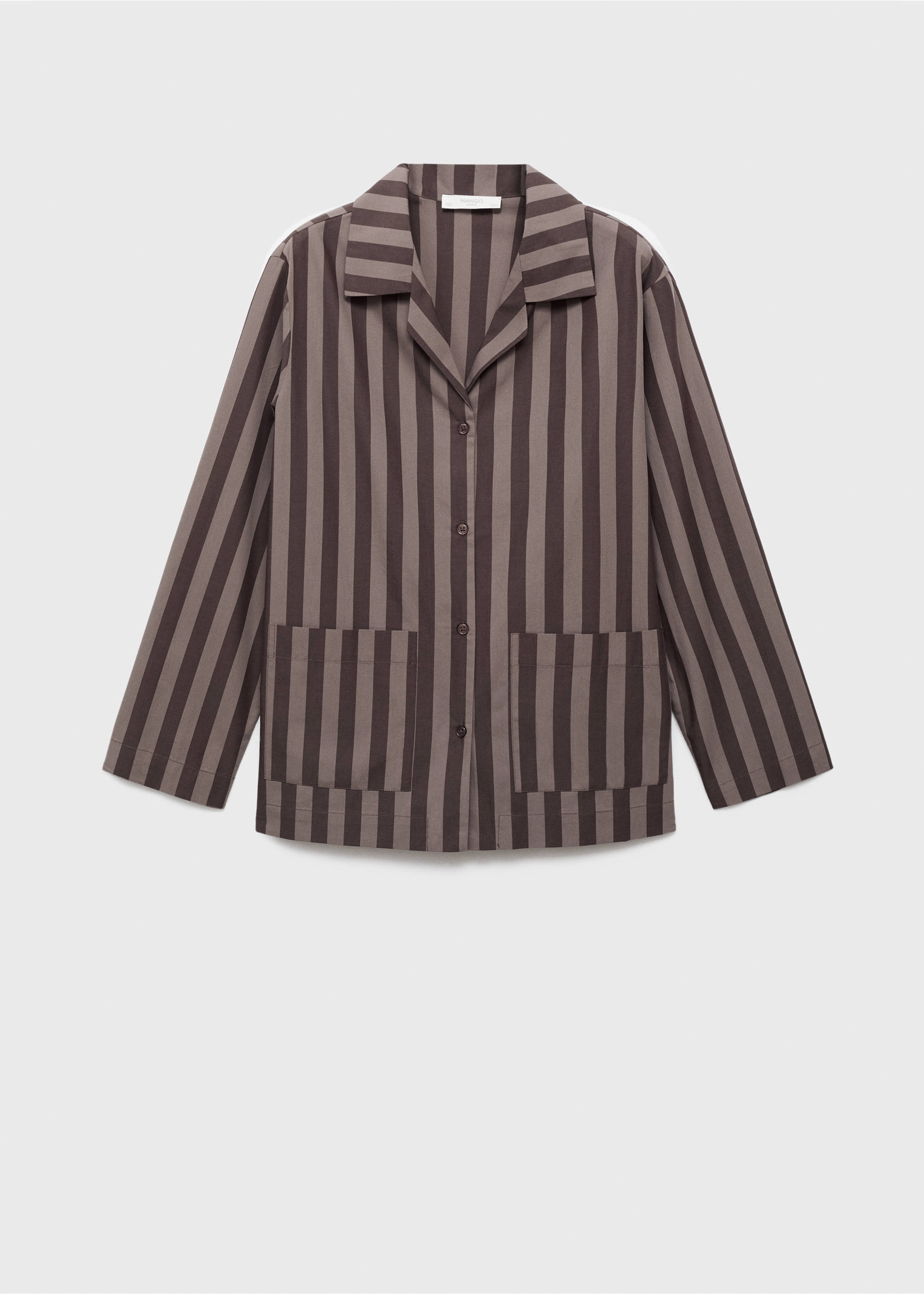 Woven striped pyjama top - Article without model, Brown. Ref: 17024111-00.