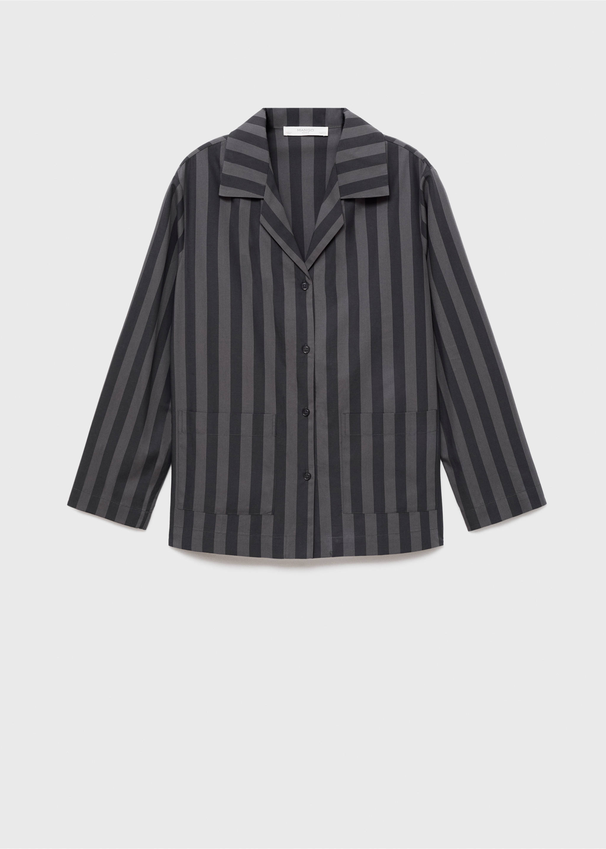 Woven striped pyjama top - Article without model, Grey. Ref: 17024111-00.