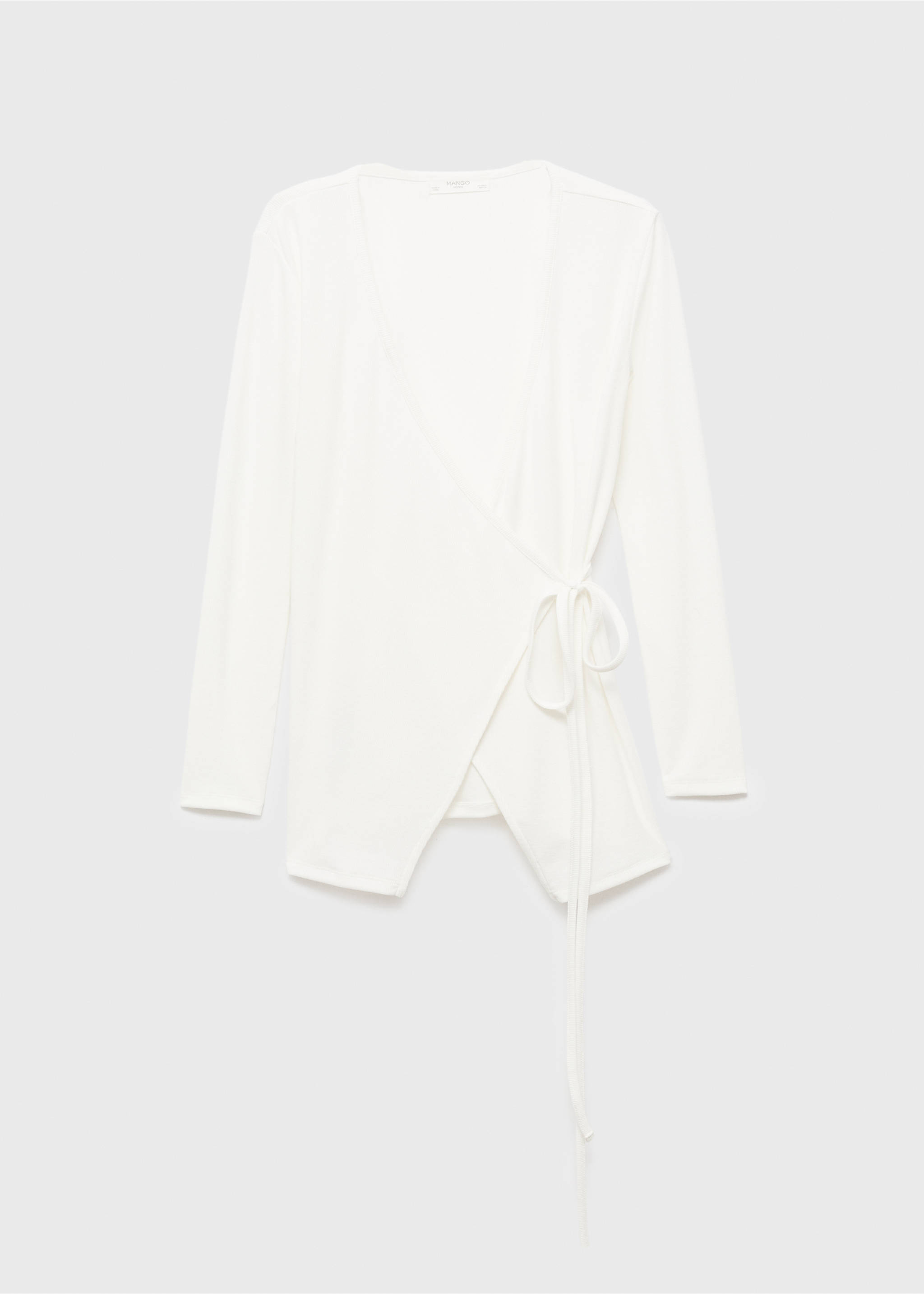 Rib-knit cardigan with tie - Article without model, Ivory White. Ref: 17024112-00.