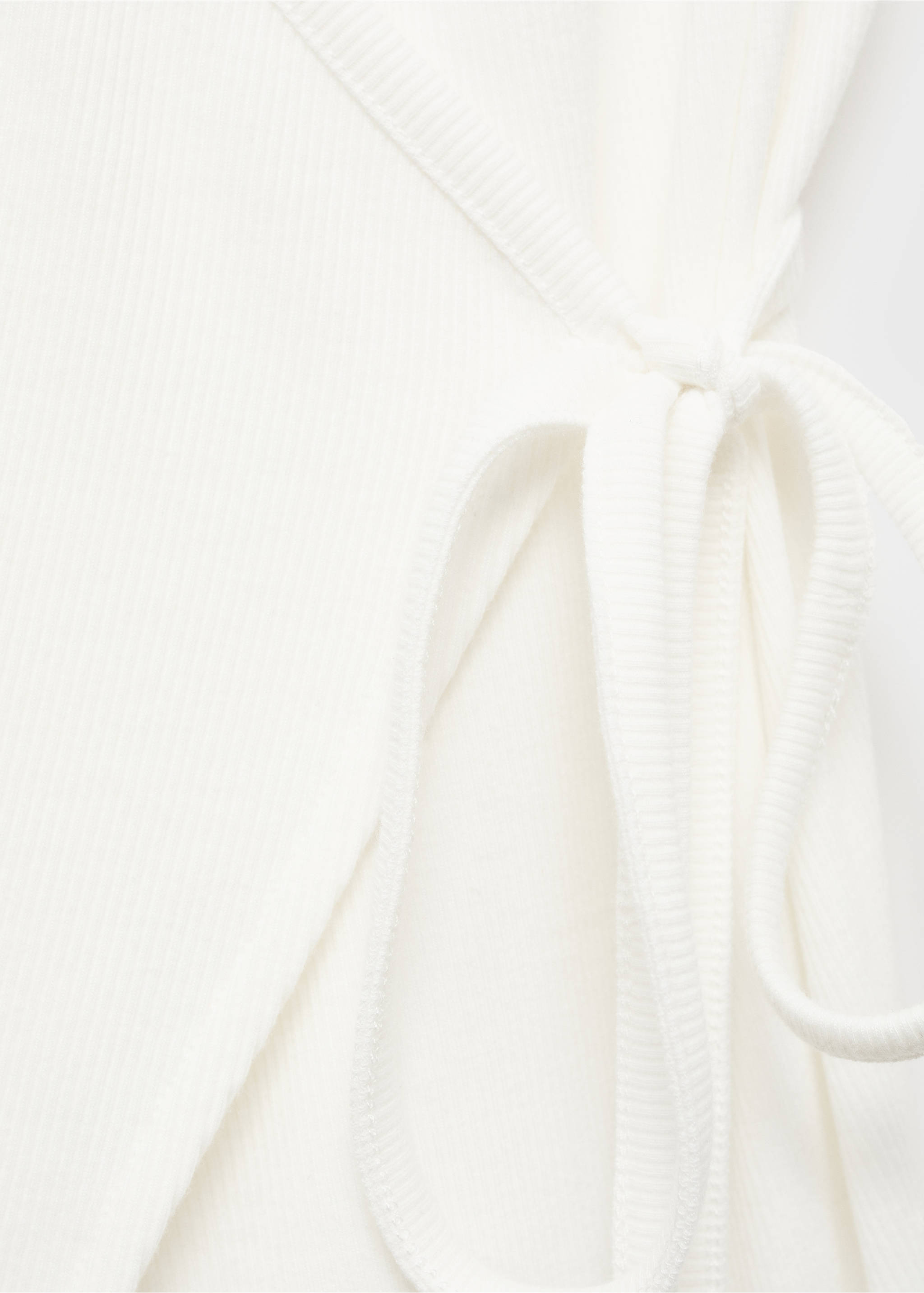 Rib-knit cardigan with tie - Details of the article 8, Ivory White. Ref: 17024112-00.