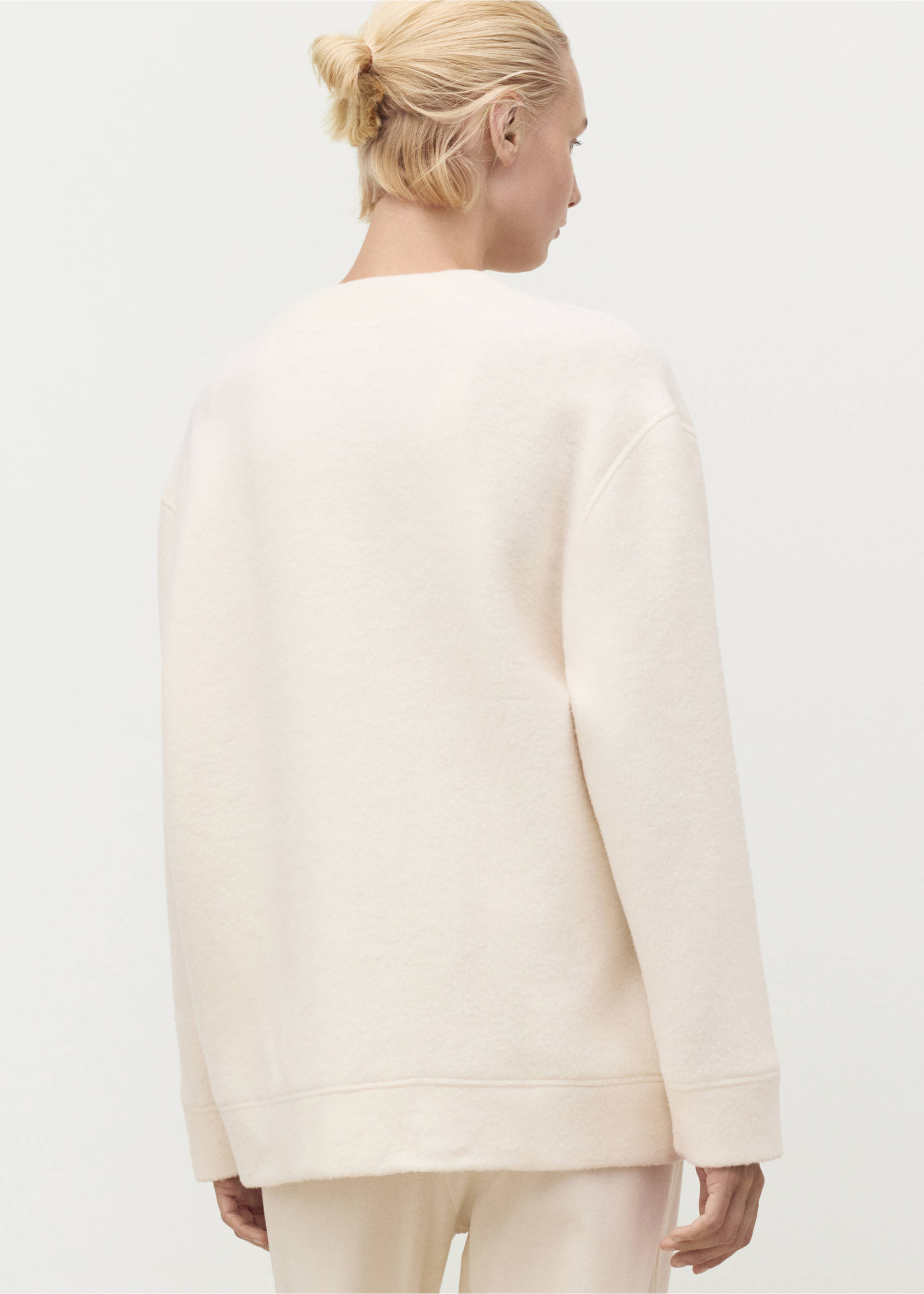 Cardigan coton laine boutons - Verso de l’article, Ivoire. Ref: 17024113-00.
