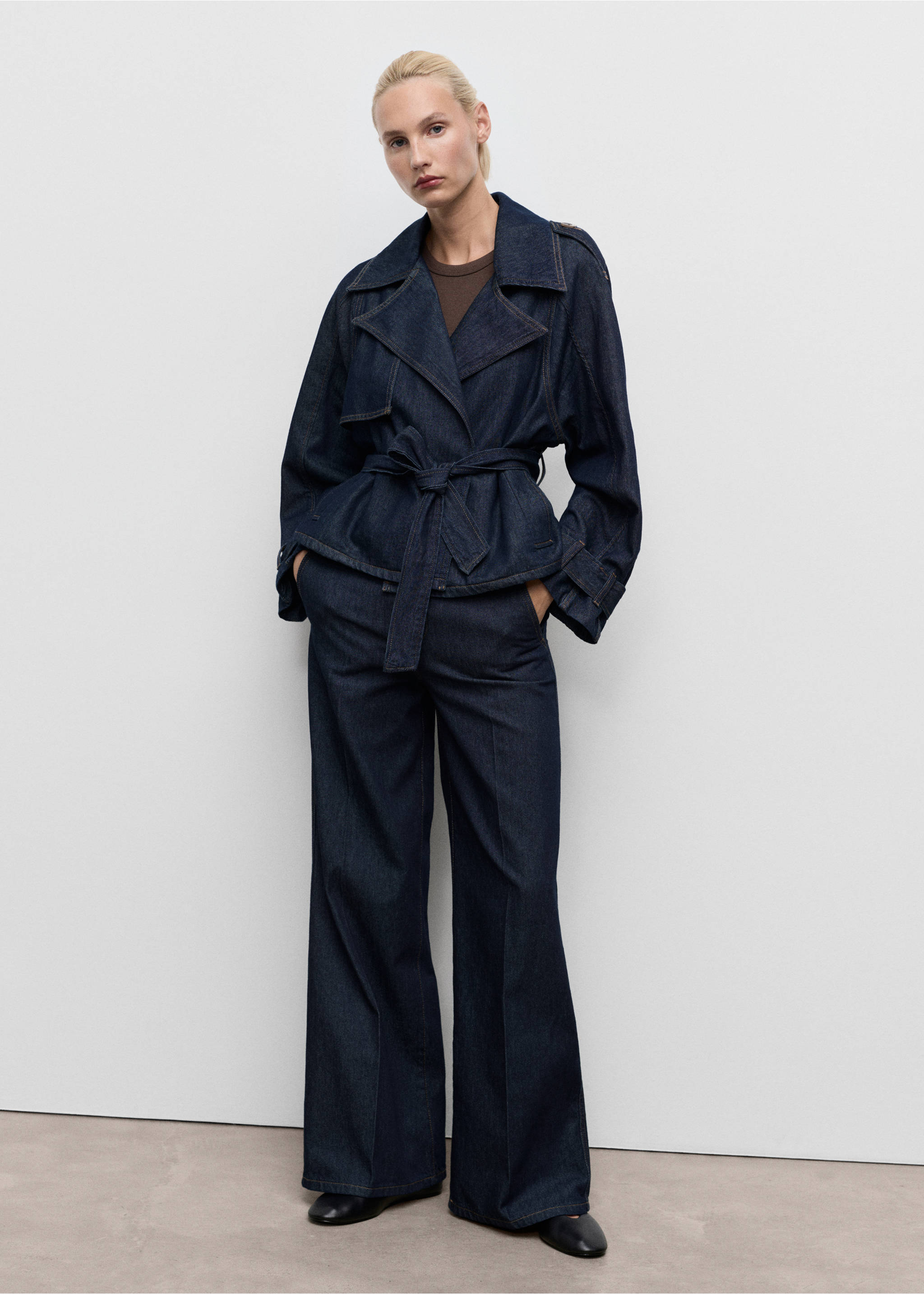 Pantalons texans wide leg travetes - Pla general, Blau. Ref: 17024124-00.