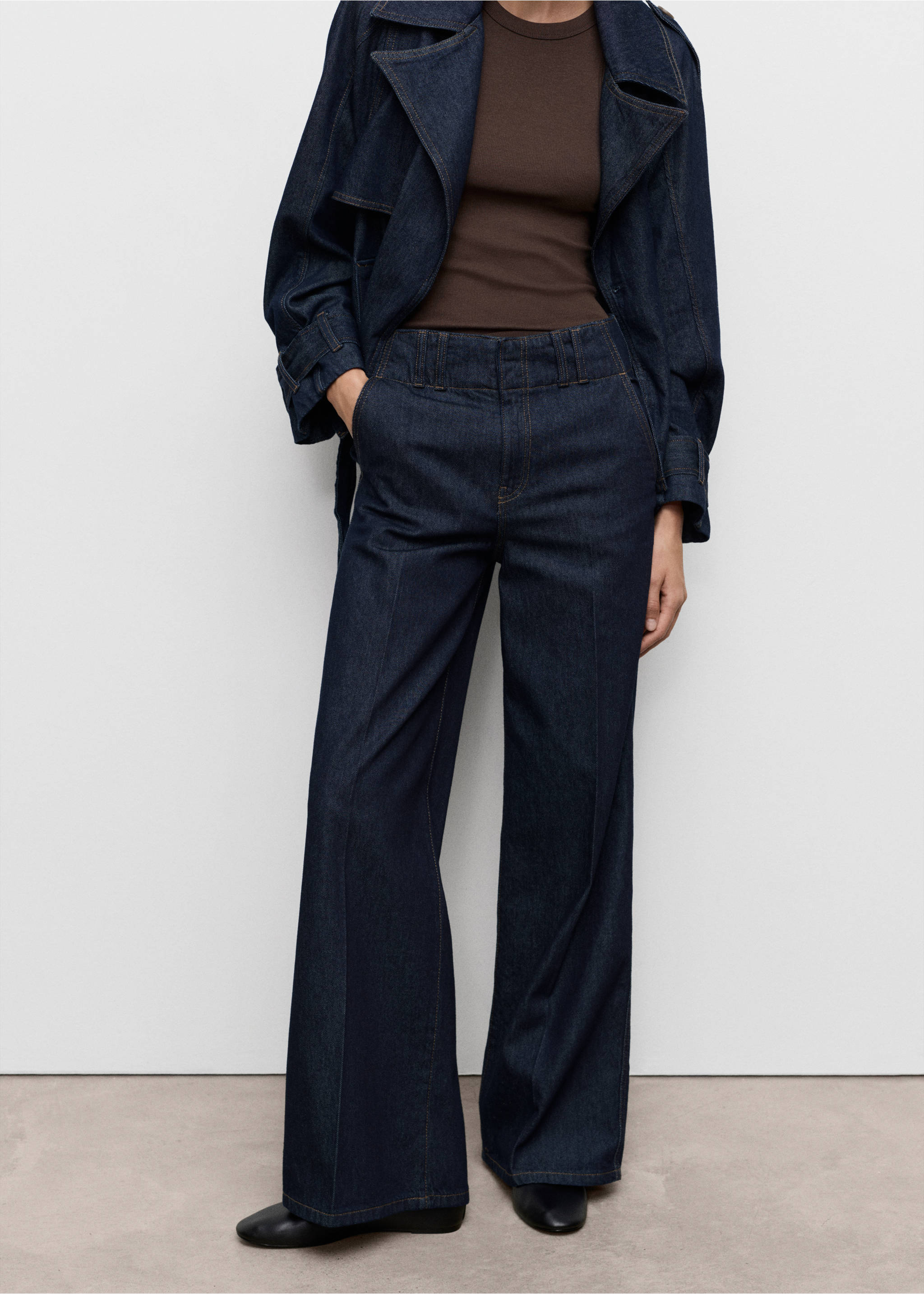 Pantalons texans wide leg travetes - Pla mig, Blau. Ref: 17024124-00.