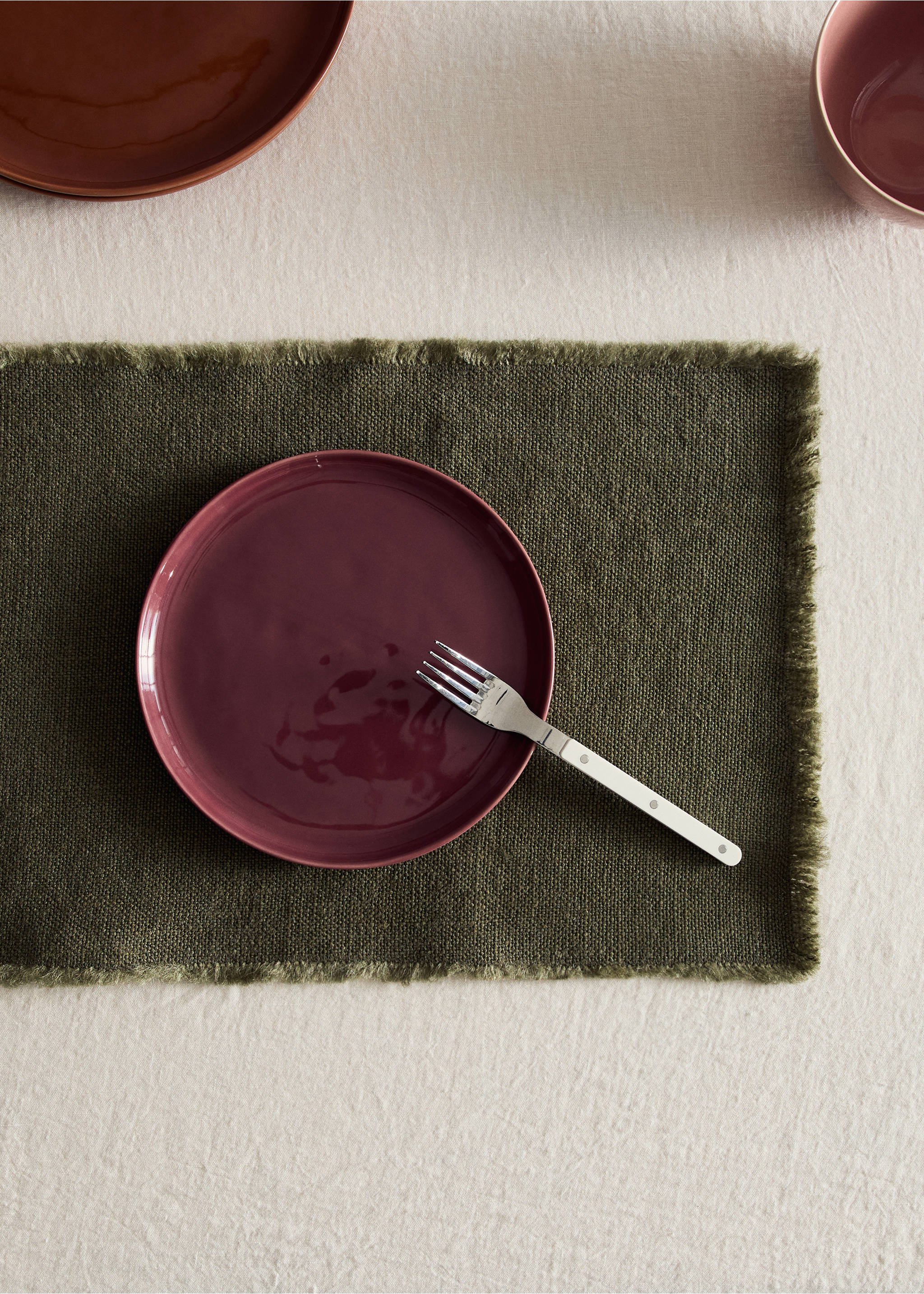 Jute placemat - General plane, Medium Green. Ref: 17024131-00.