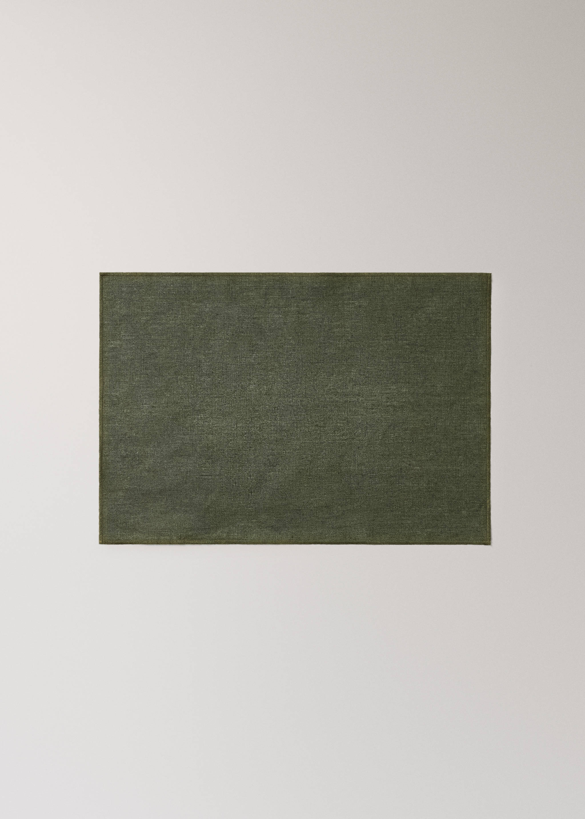 Dark olive green individual placemat with a textured finish.