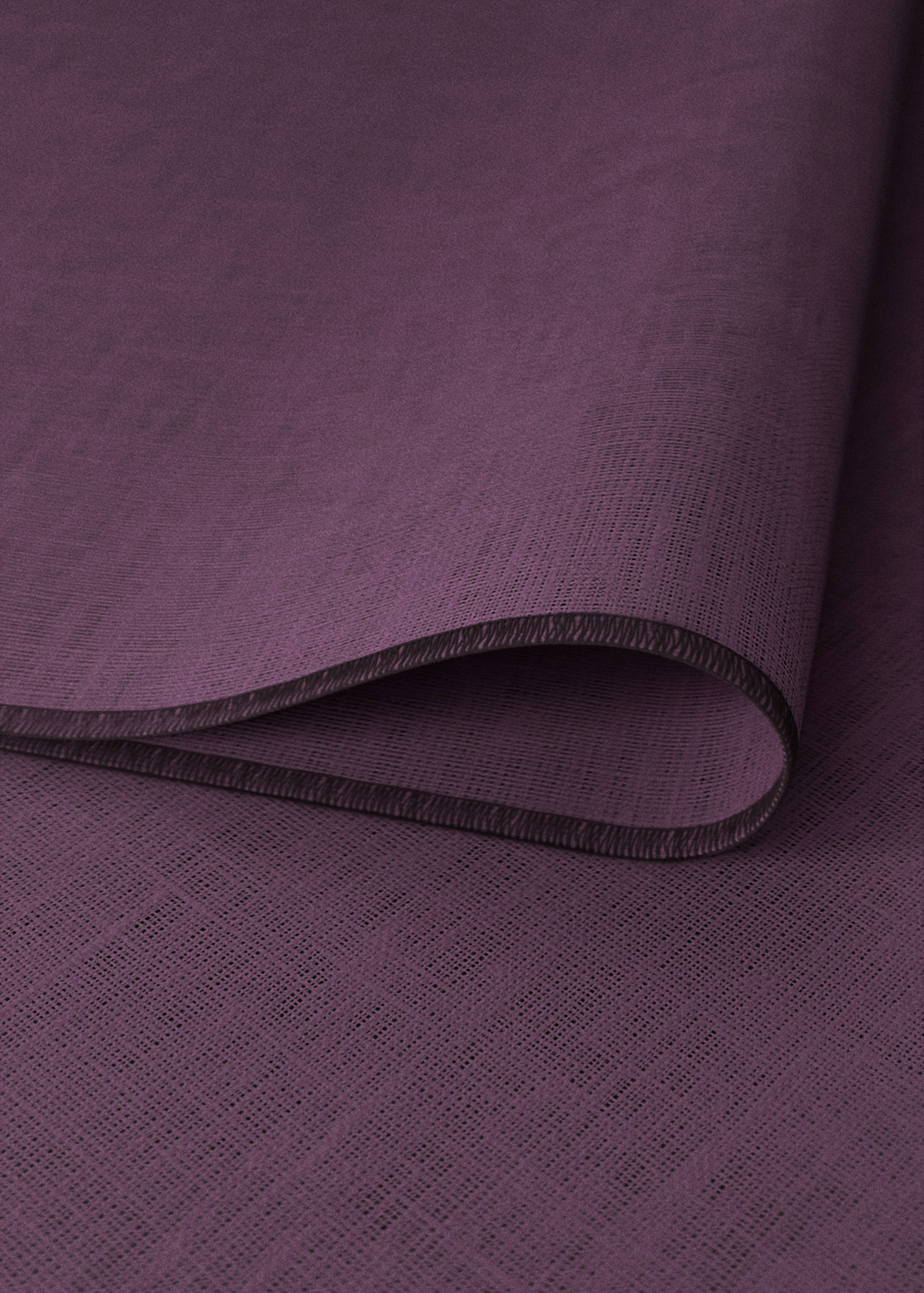 Plum purple linen placemat with a textured woven grid pattern.
