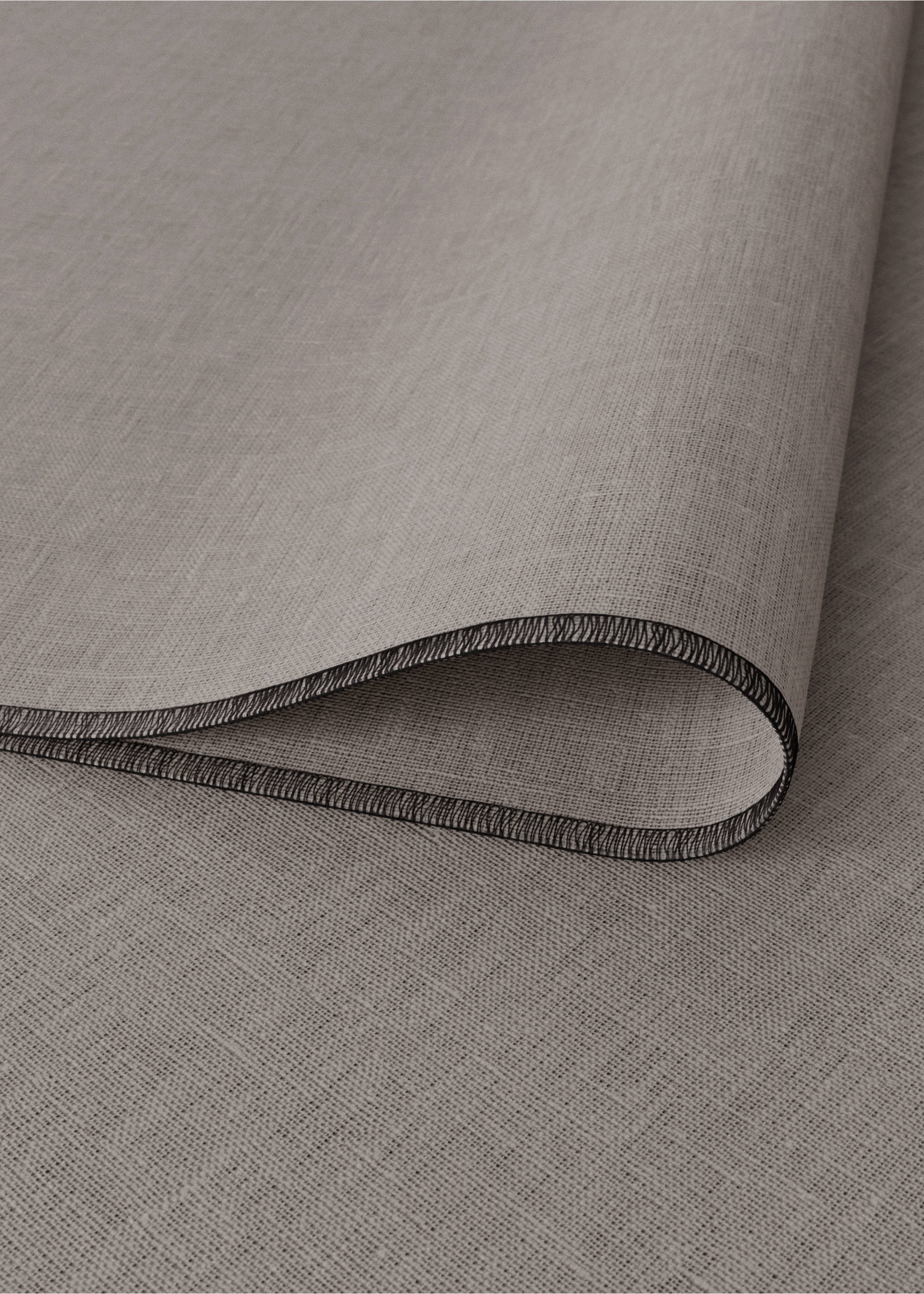 Einzelner Tischläufer aus 100% Leinen mit Kontrast-Overlock - Detail des Artikels 1, Hellbraun/Pastellbraun. Ref: 17024134-00.