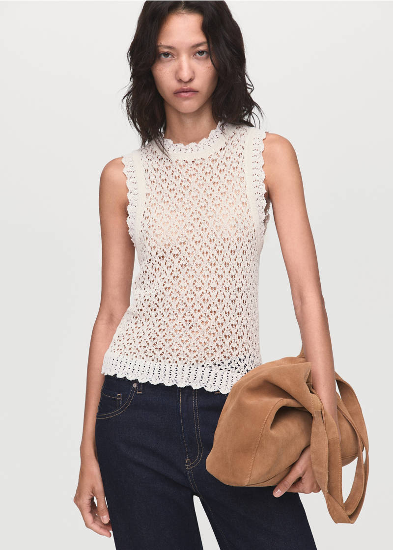 Openwork knit top - Ecru