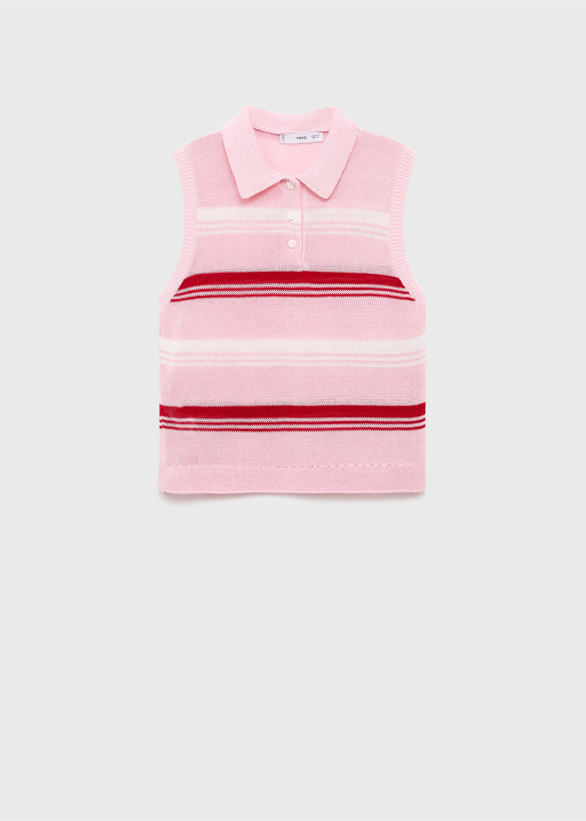 Striped knitted polo-neck top - Article without model, Pastel Pink. Ref: 17024142-00.