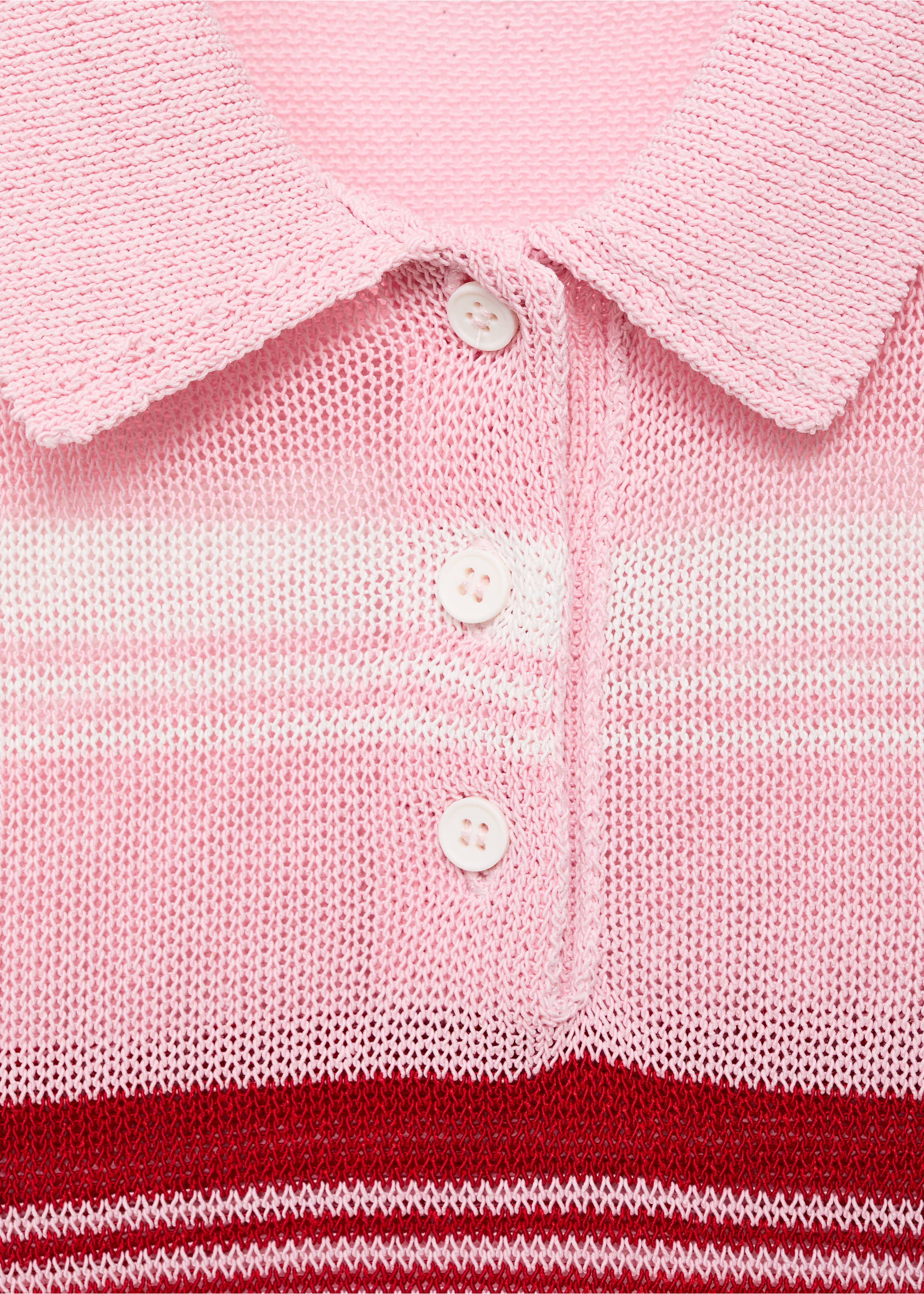 Striped knitted polo-neck top - Details of the article 8, Pastel Pink. Ref: 17024142-00.