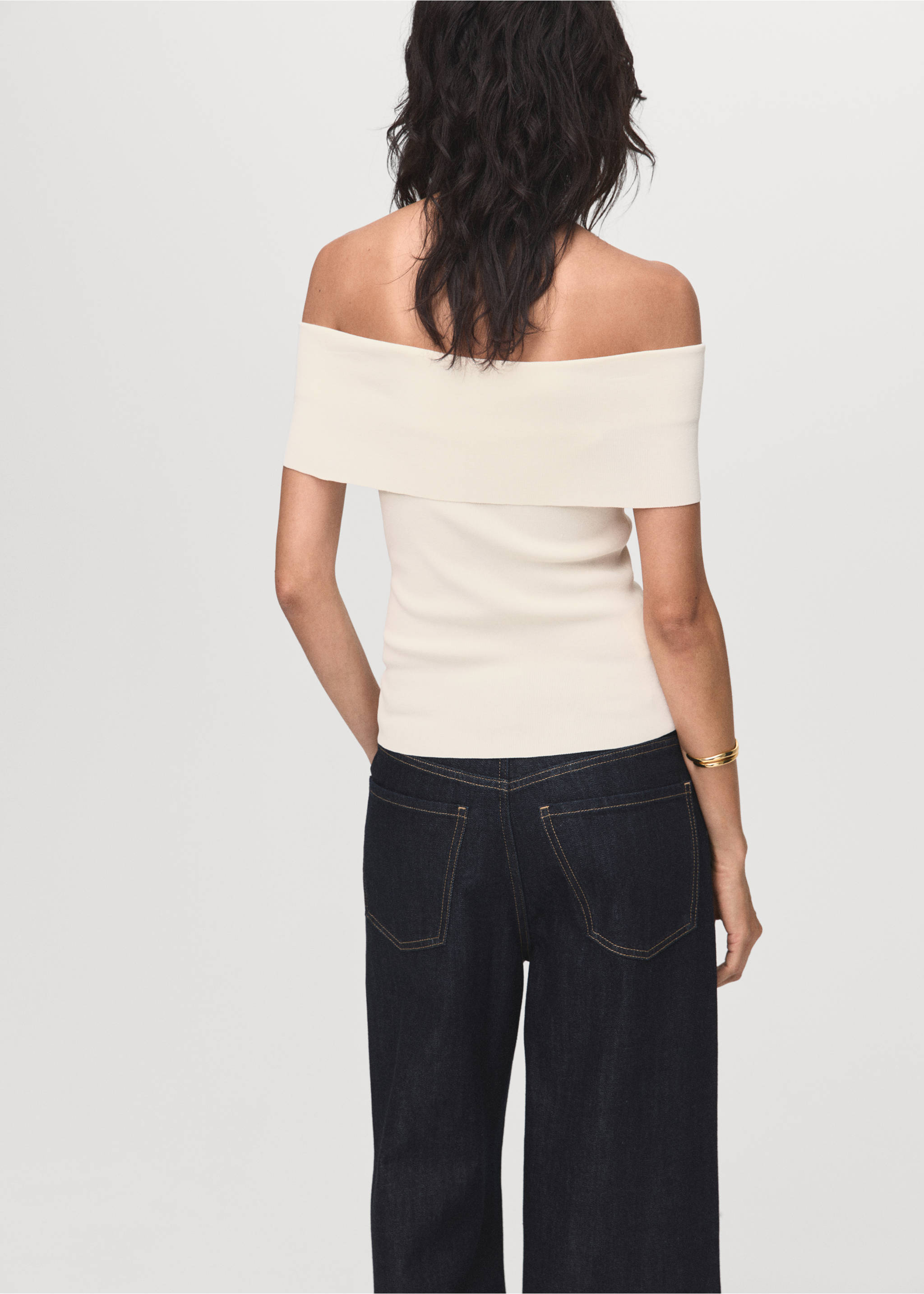 Strapless knitted top - Reverse of the article, Off White. Ref: 17024146-00.