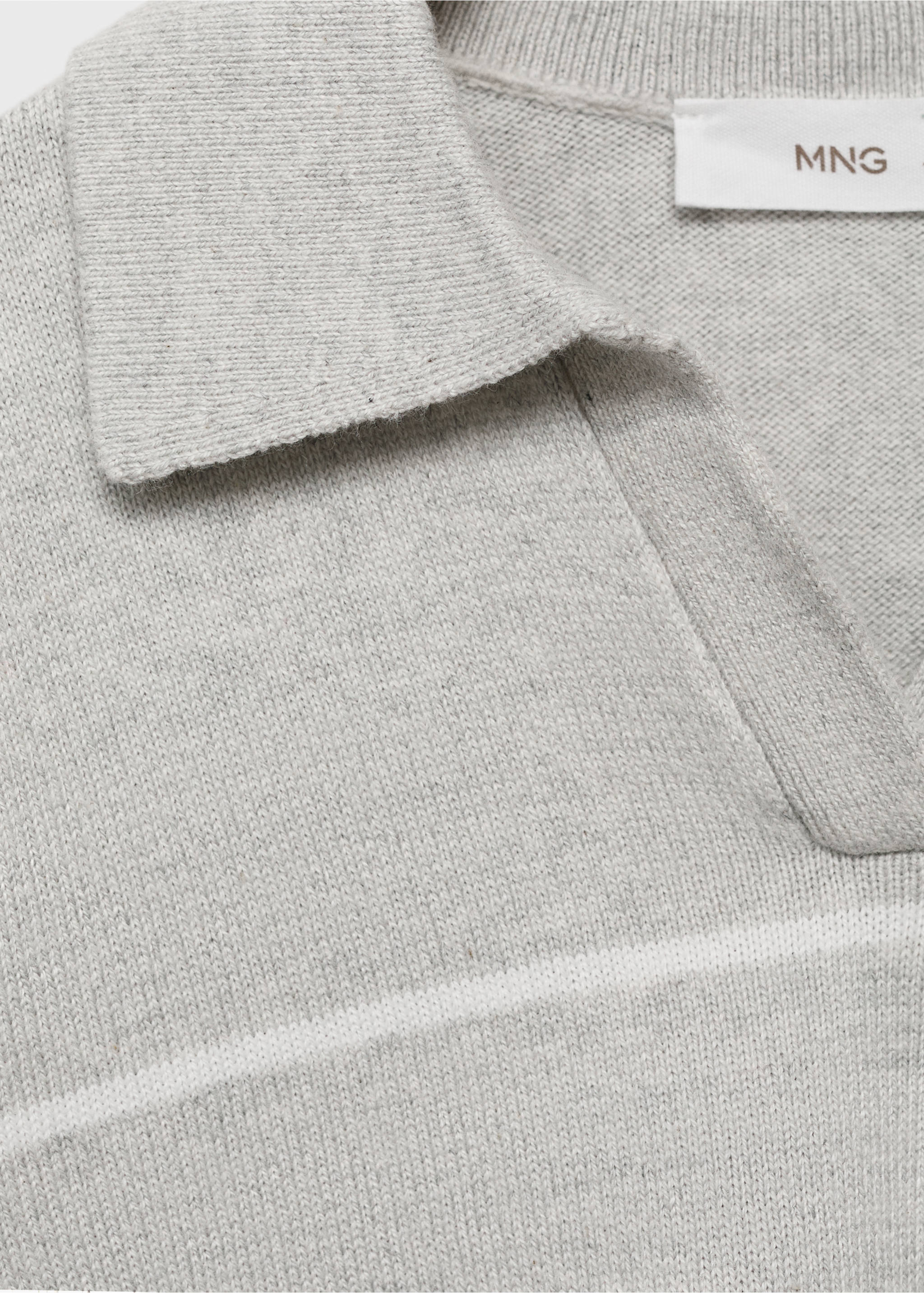 Striped polo-neck sweater - Details of the article 8, Light Heather Grey. Ref: 17024418-00.