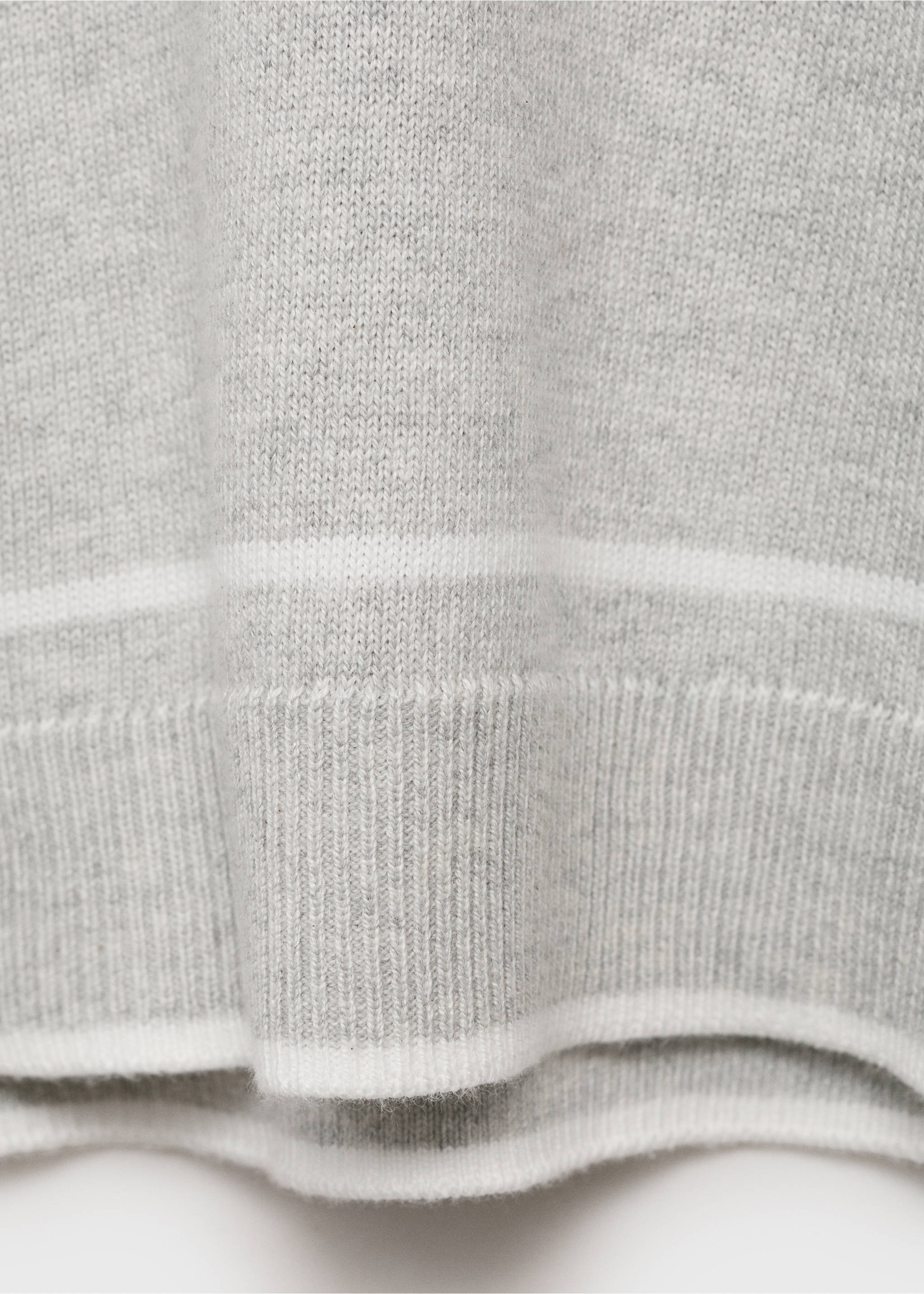 Striped polo-neck sweater - Details of the article 0, Light Heather Grey. Ref: 17024418-00.