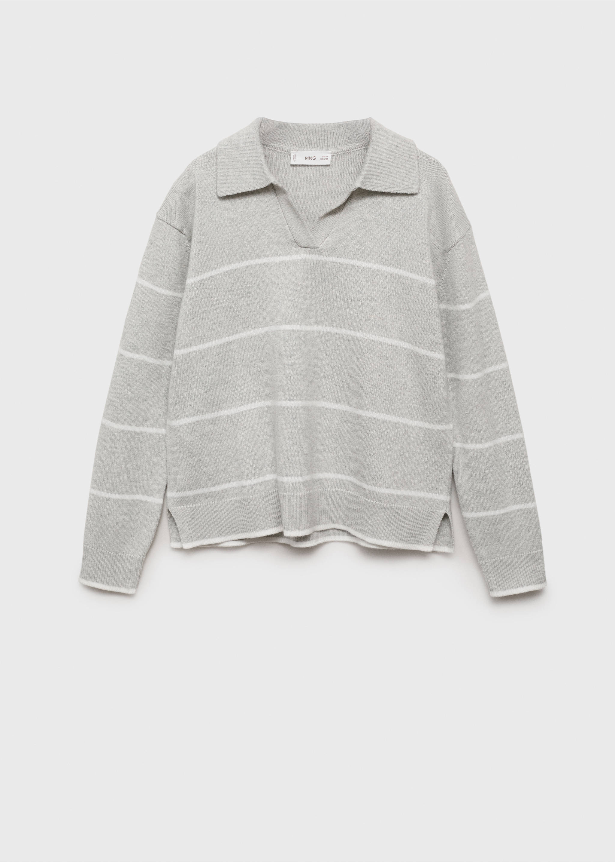 Striped polo-neck sweater - Article without model, Light Heather Grey. Ref: 17024418-00.