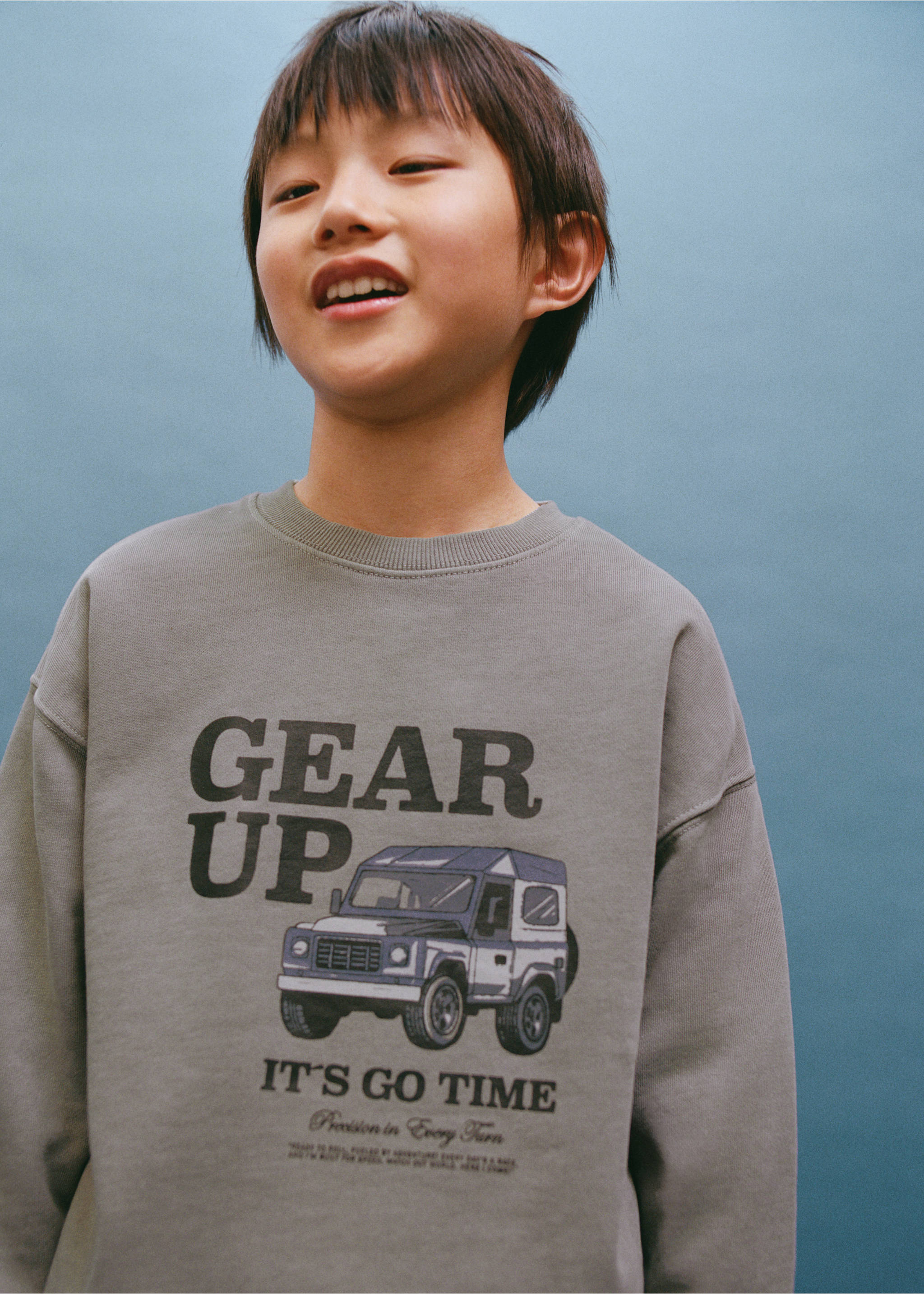 Grey crew-neck sweatshirt with a graphic print., Grey. Ref: 17024419-00.