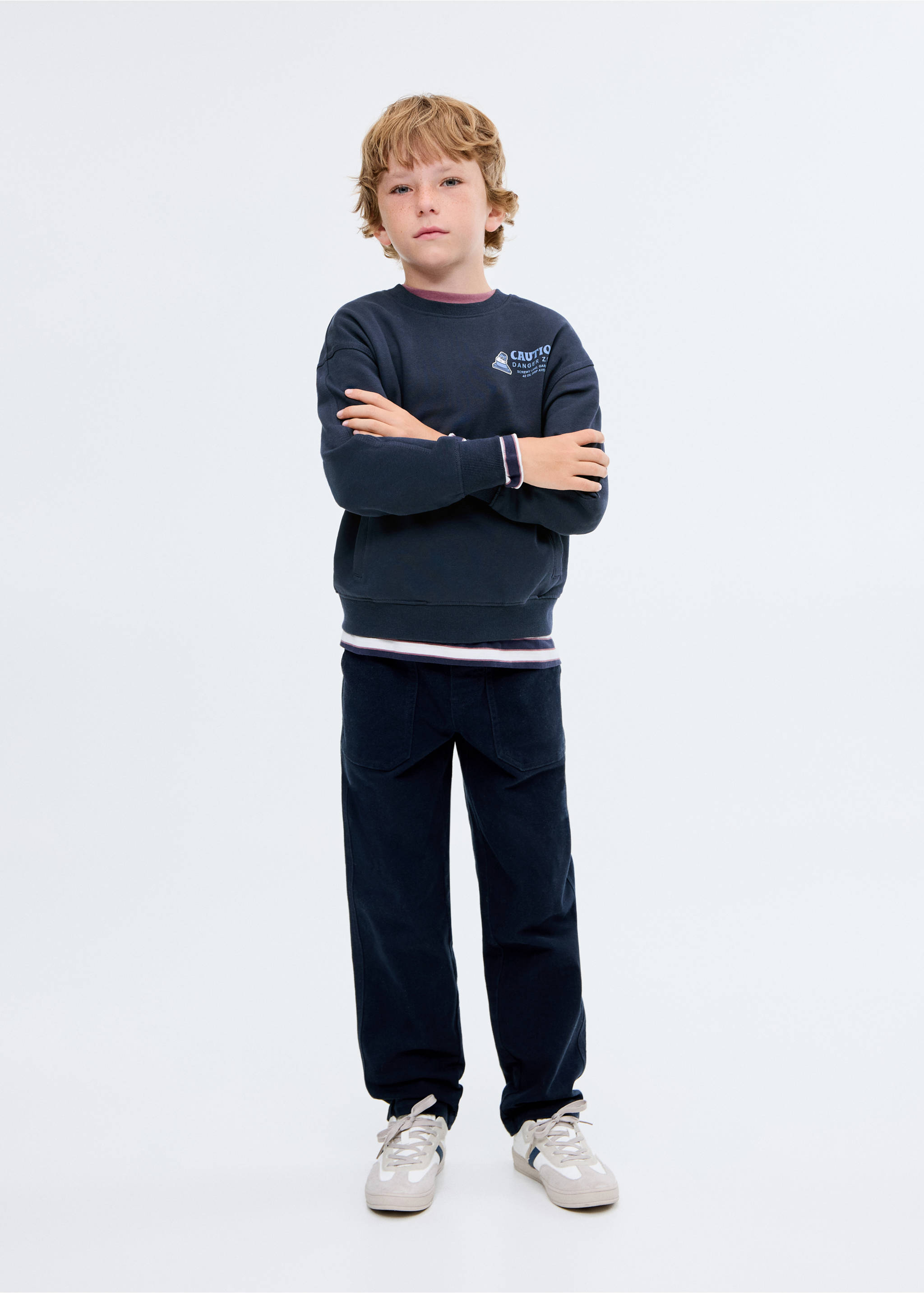 Printed cotton sweatshirt - General plane, Navy. Ref: 17024420-00.