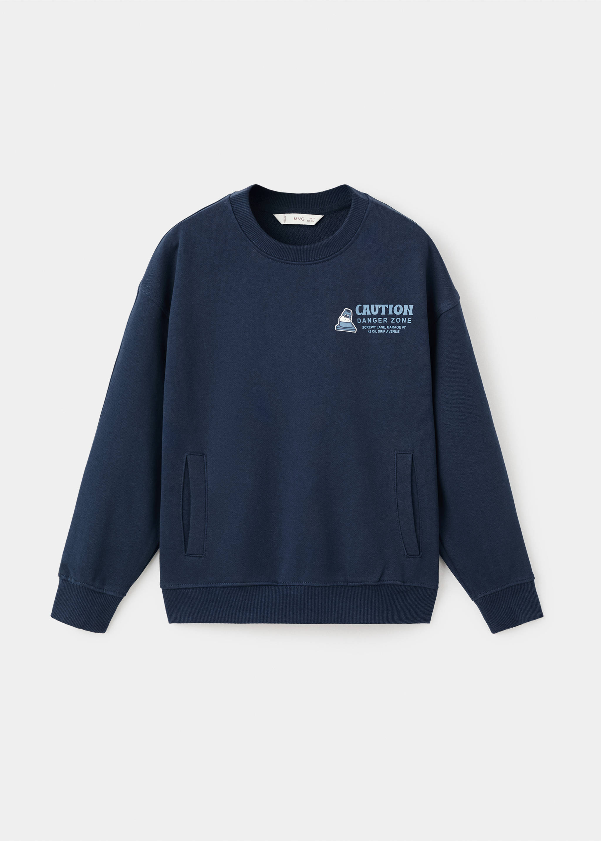 Printed cotton sweatshirt - Article without model, Navy. Ref: 17024420-00.