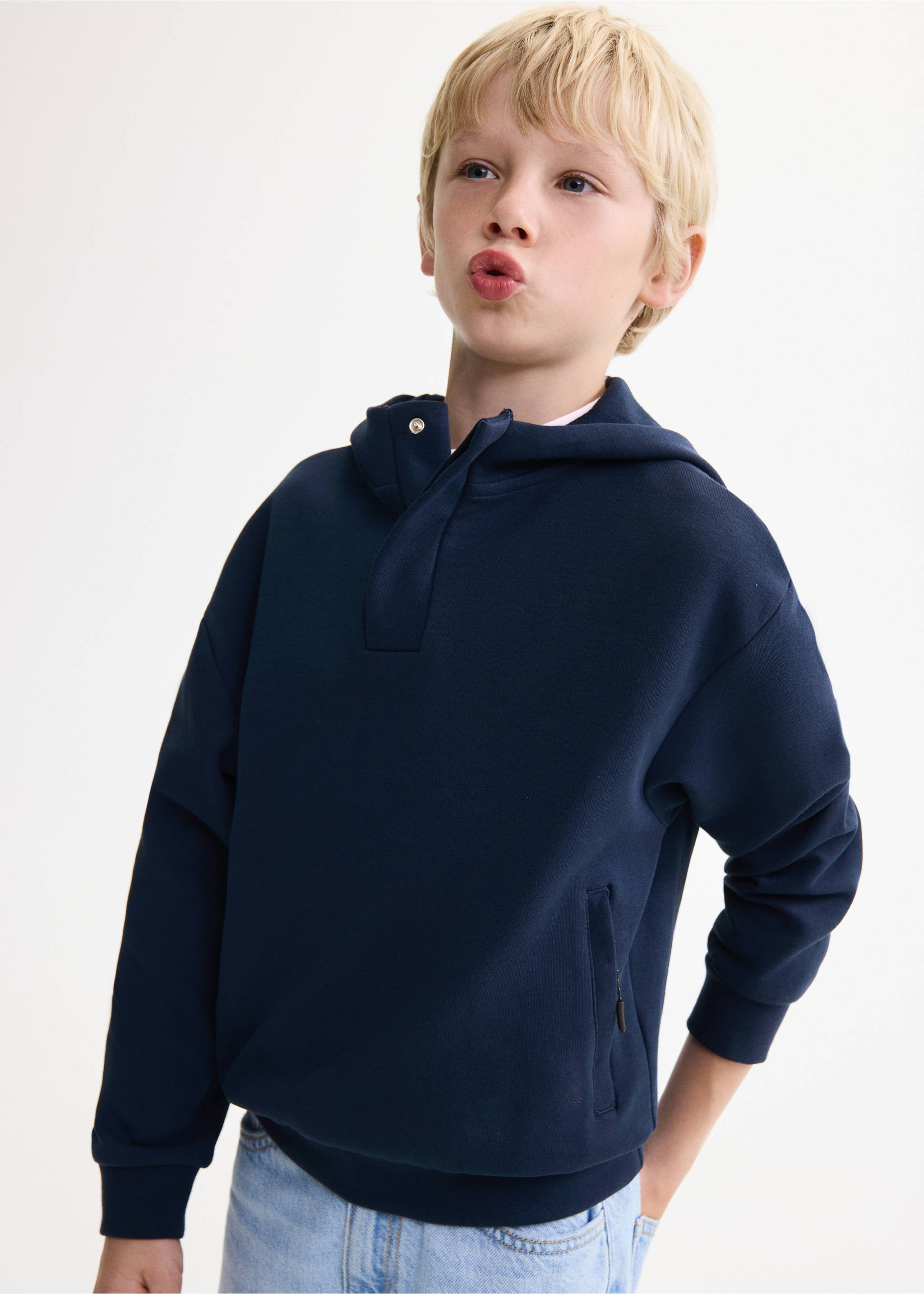 Interlocking cotton sweatshirt - Medium plane, Navy. Ref: 17024421-00.