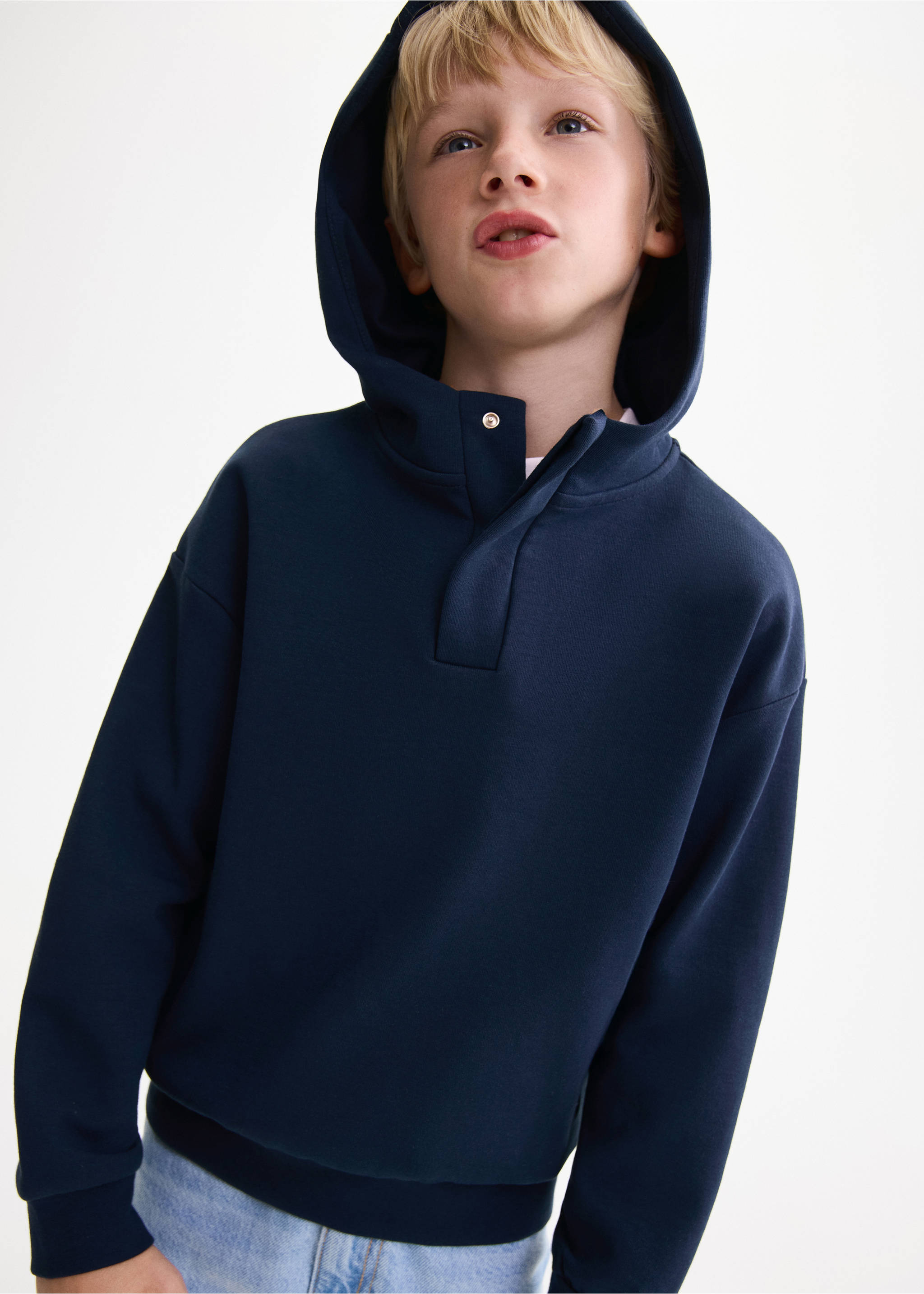Interlocking cotton sweatshirt - Details of the article 1, Navy. Ref: 17024421-00.