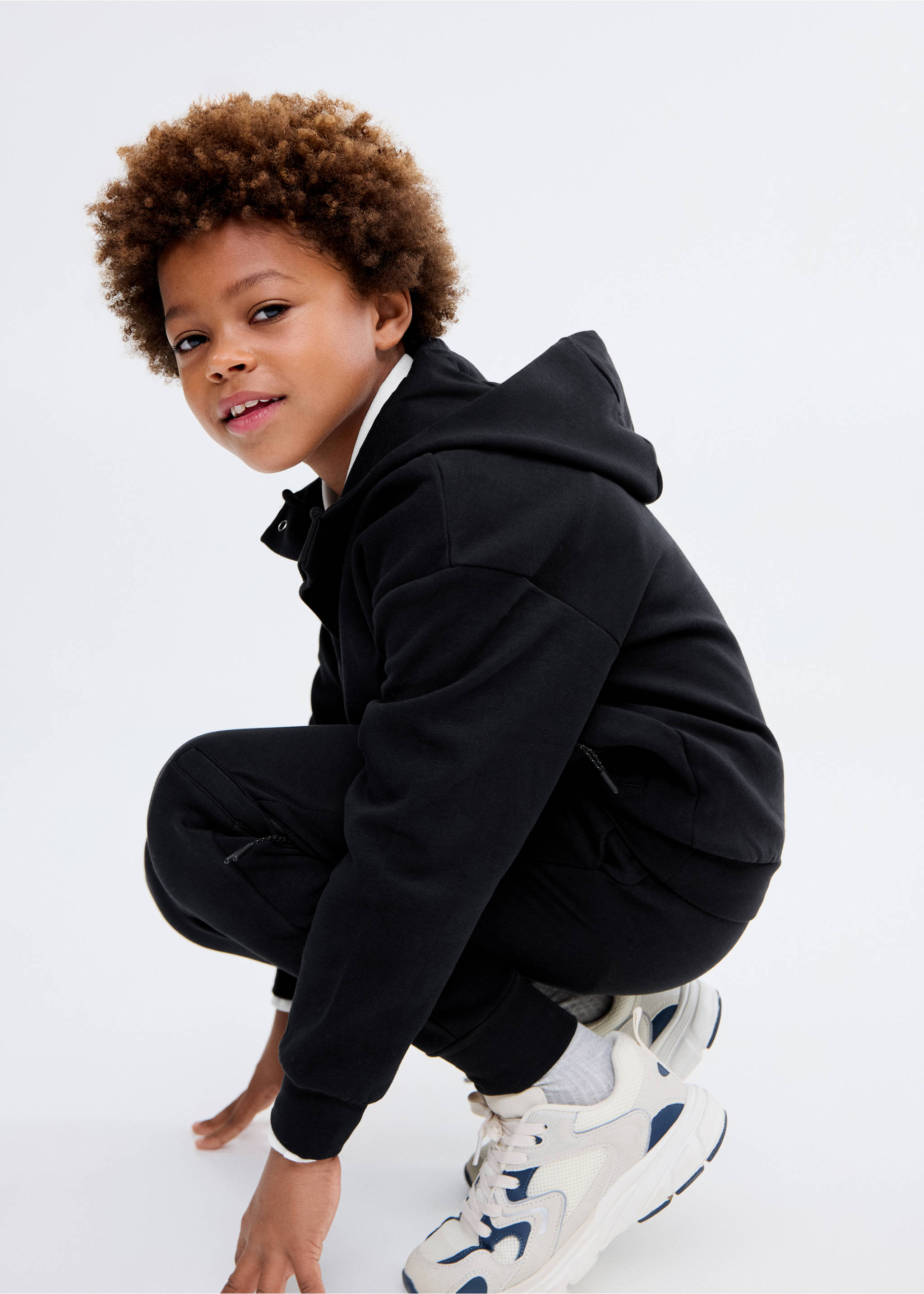 Interlocking cotton sweatshirt - Medium plane, Black. Ref: 17024421-00.