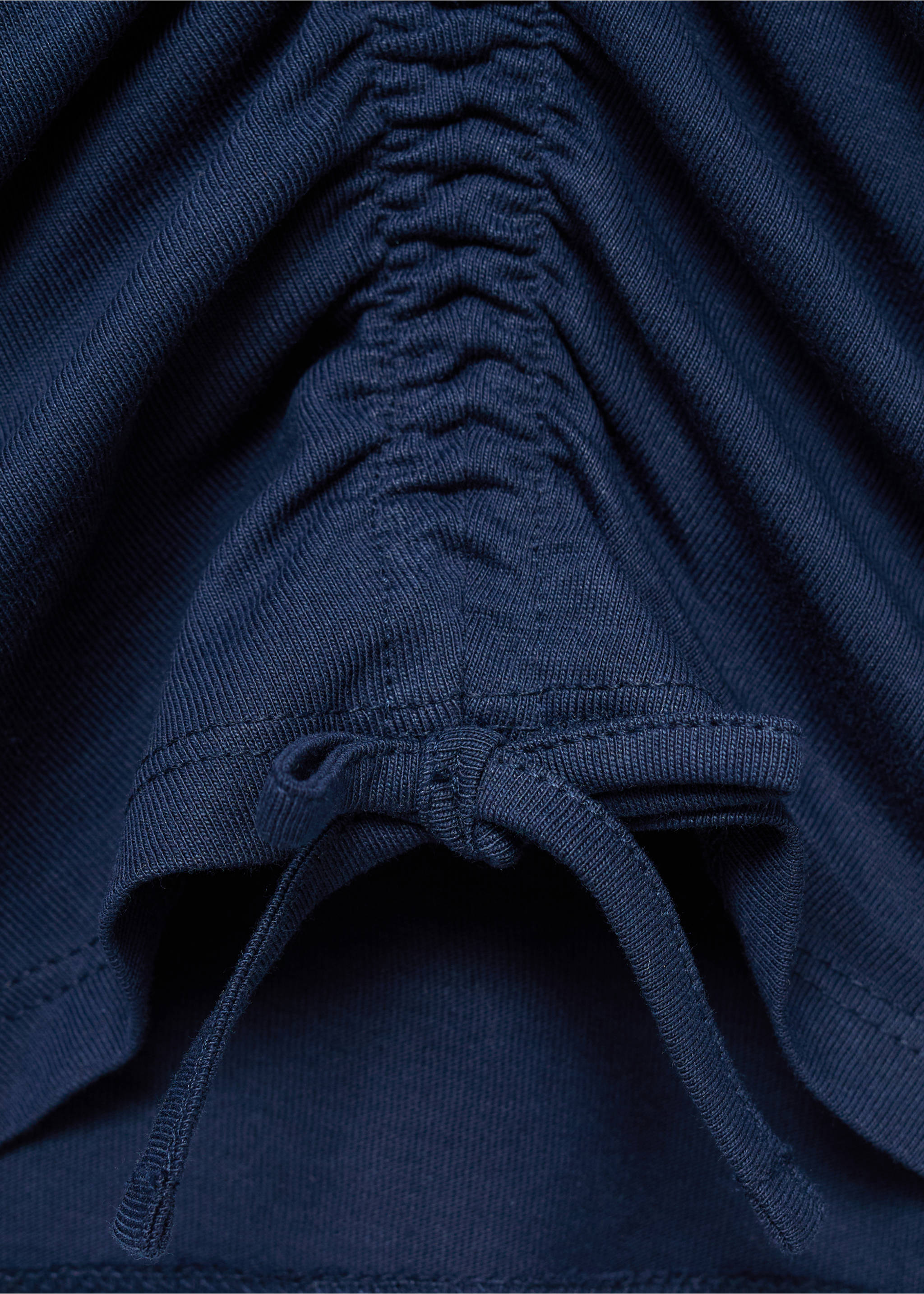 Gathered cotton t-shirt - Details of the article 0, Navy. Ref: 17024424-00.