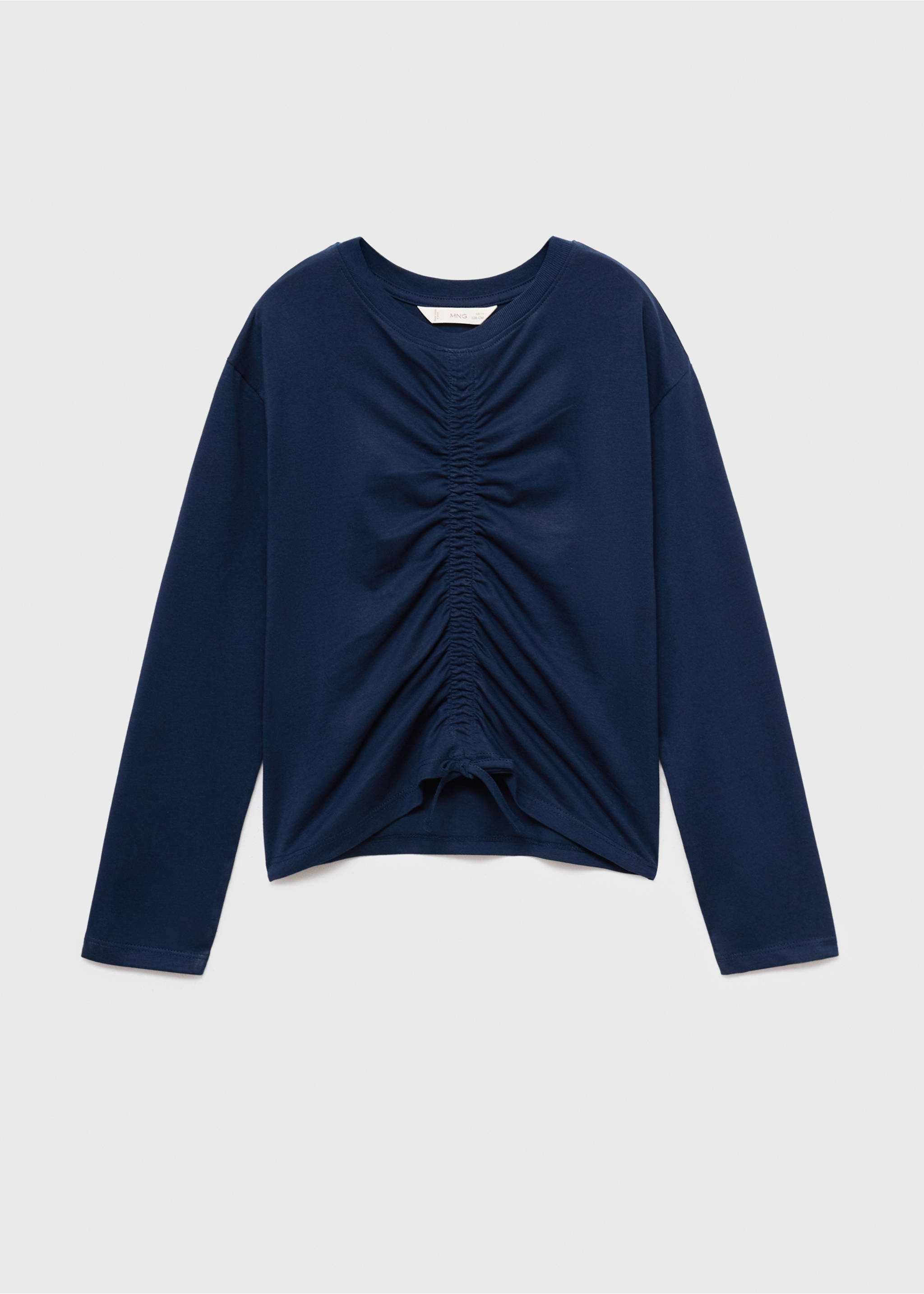 Gathered cotton t-shirt - Article without model, Navy. Ref: 17024424-00.
