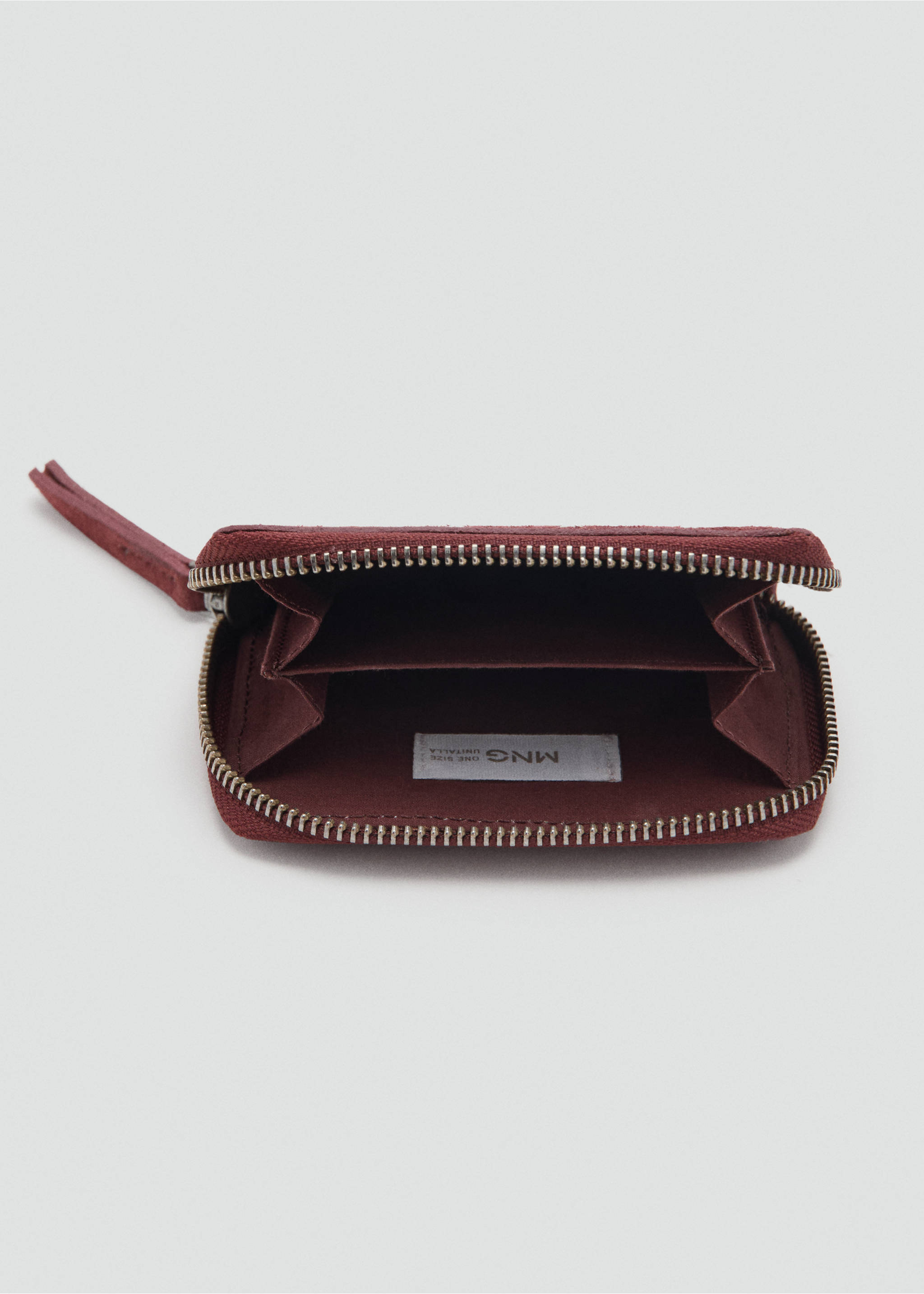 Studded leather purse - Details of the article 1, Maroon. Ref: 17024427-00.